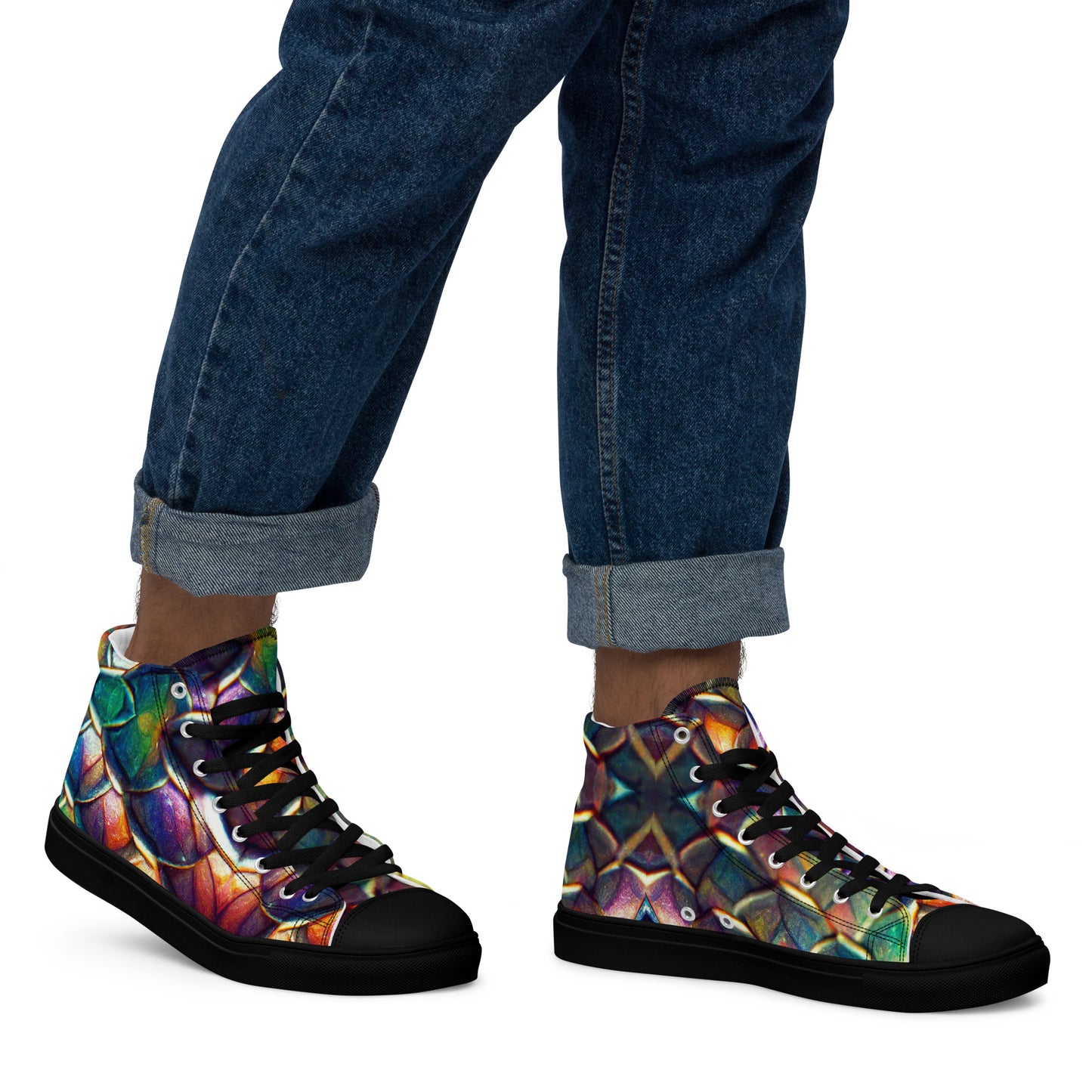 Margonithia, the Glittering Rainbow Sovereign Men’s high top canvas shoes