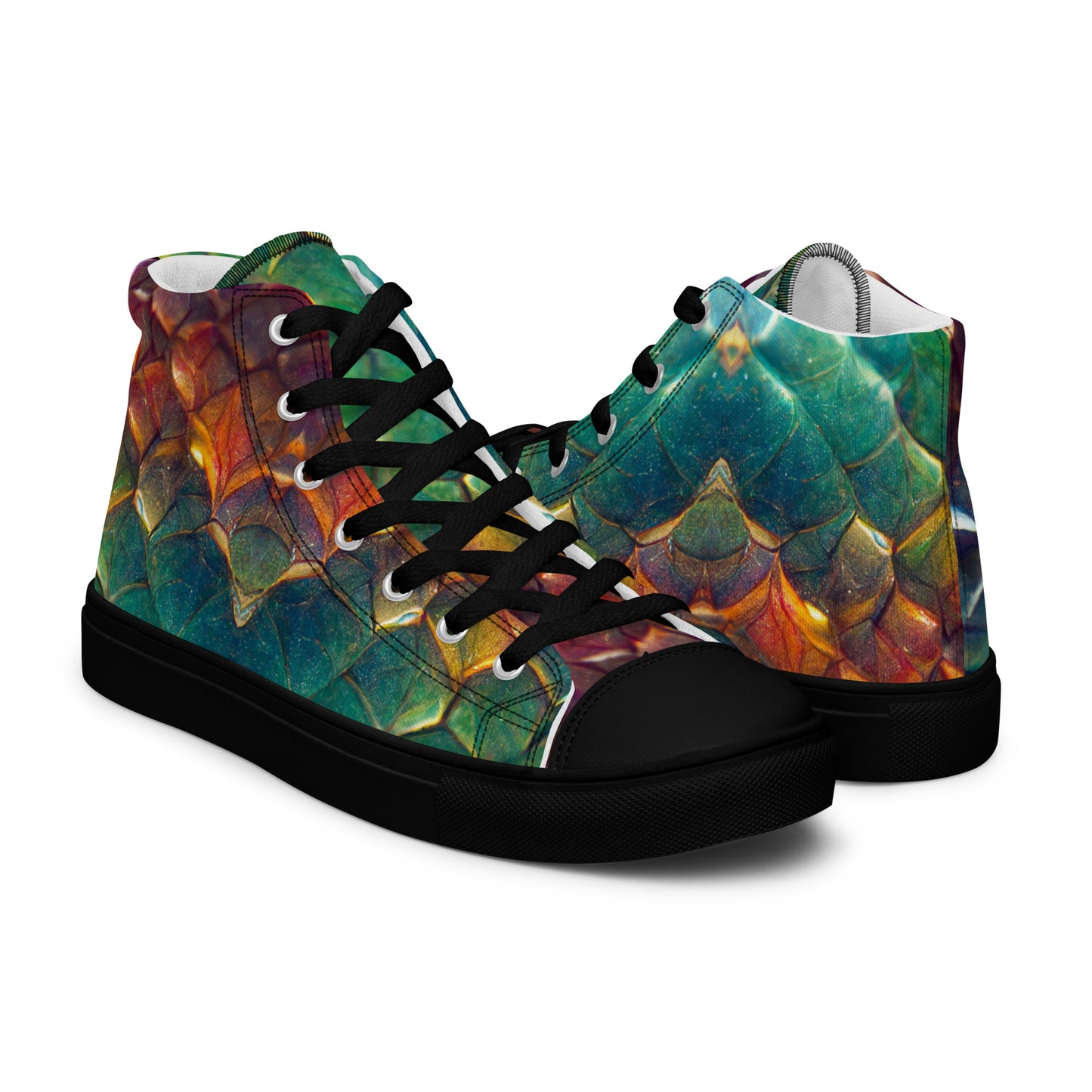 Prismijimmy, the Rainbow Guardian Dragon Men’s high top canvas shoes