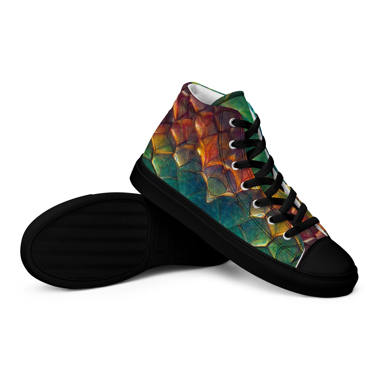 Prismijimmy, the Rainbow Guardian Dragon Men’s high top canvas shoes