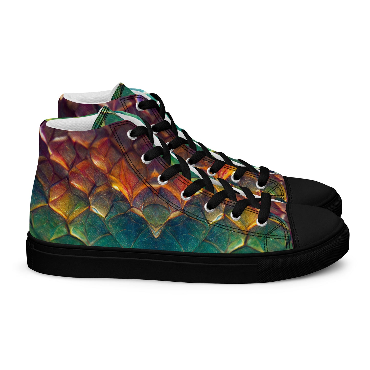 Prismijimmy, the Rainbow Guardian Dragon Men’s high top canvas shoes