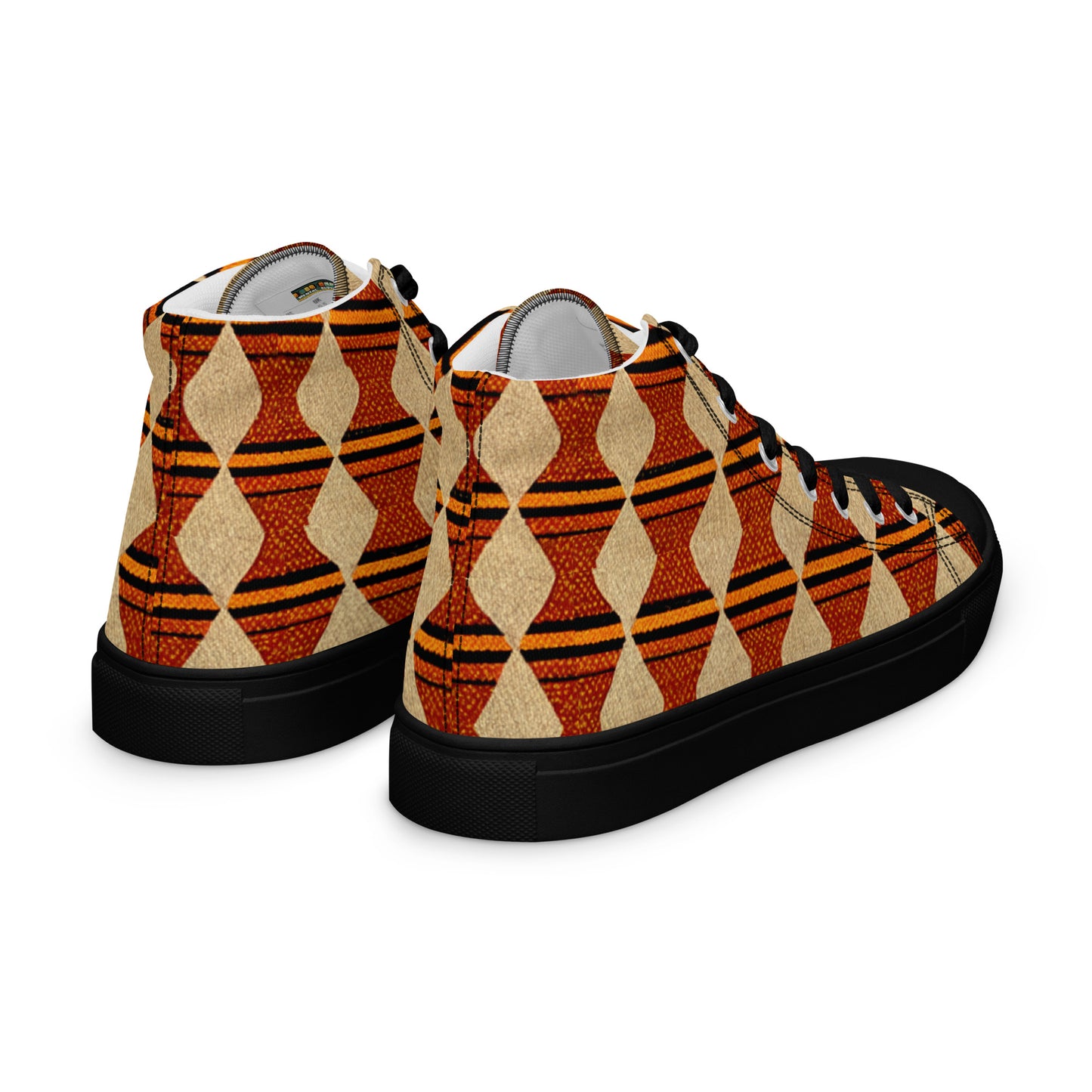 Tribal Tranquility in Neutrals Men’s high top canvas shoes