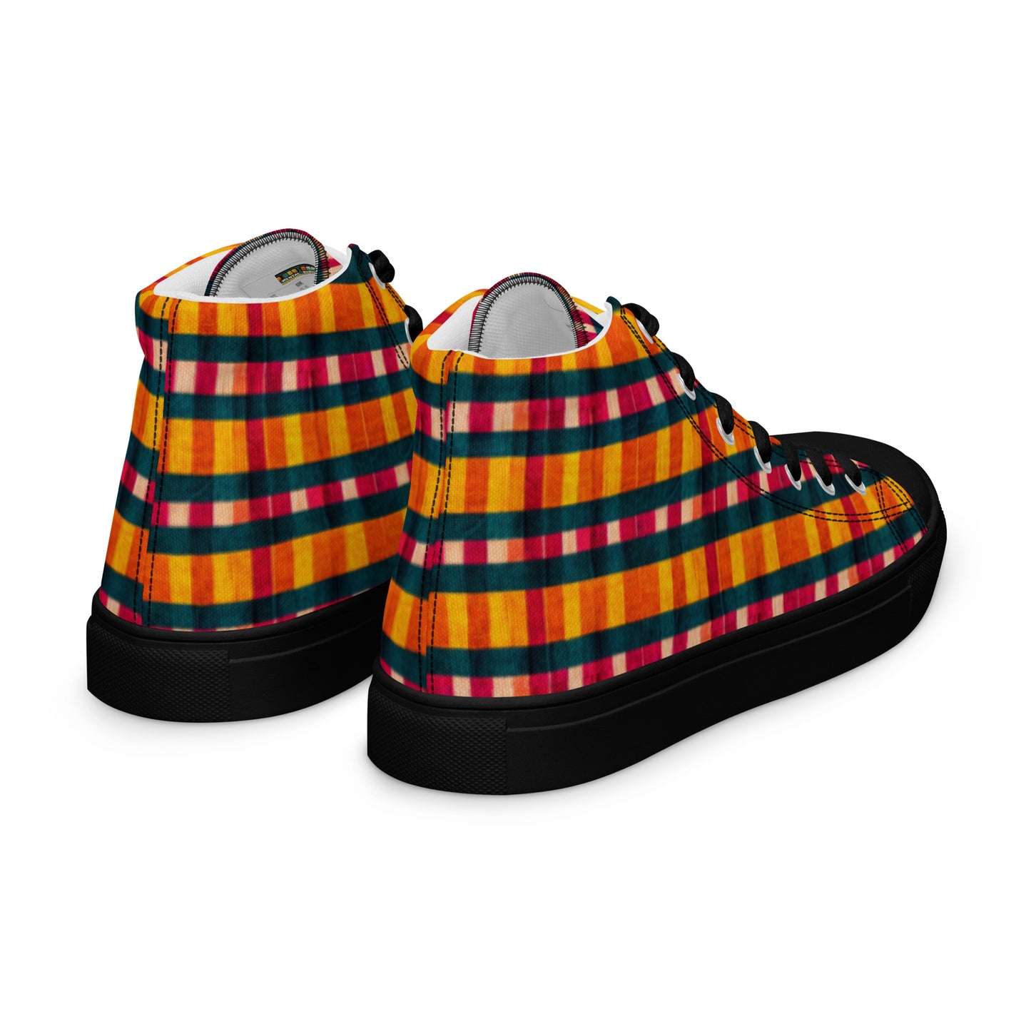 Tropical Fiesta Plaid Men’s high top canvas shoes