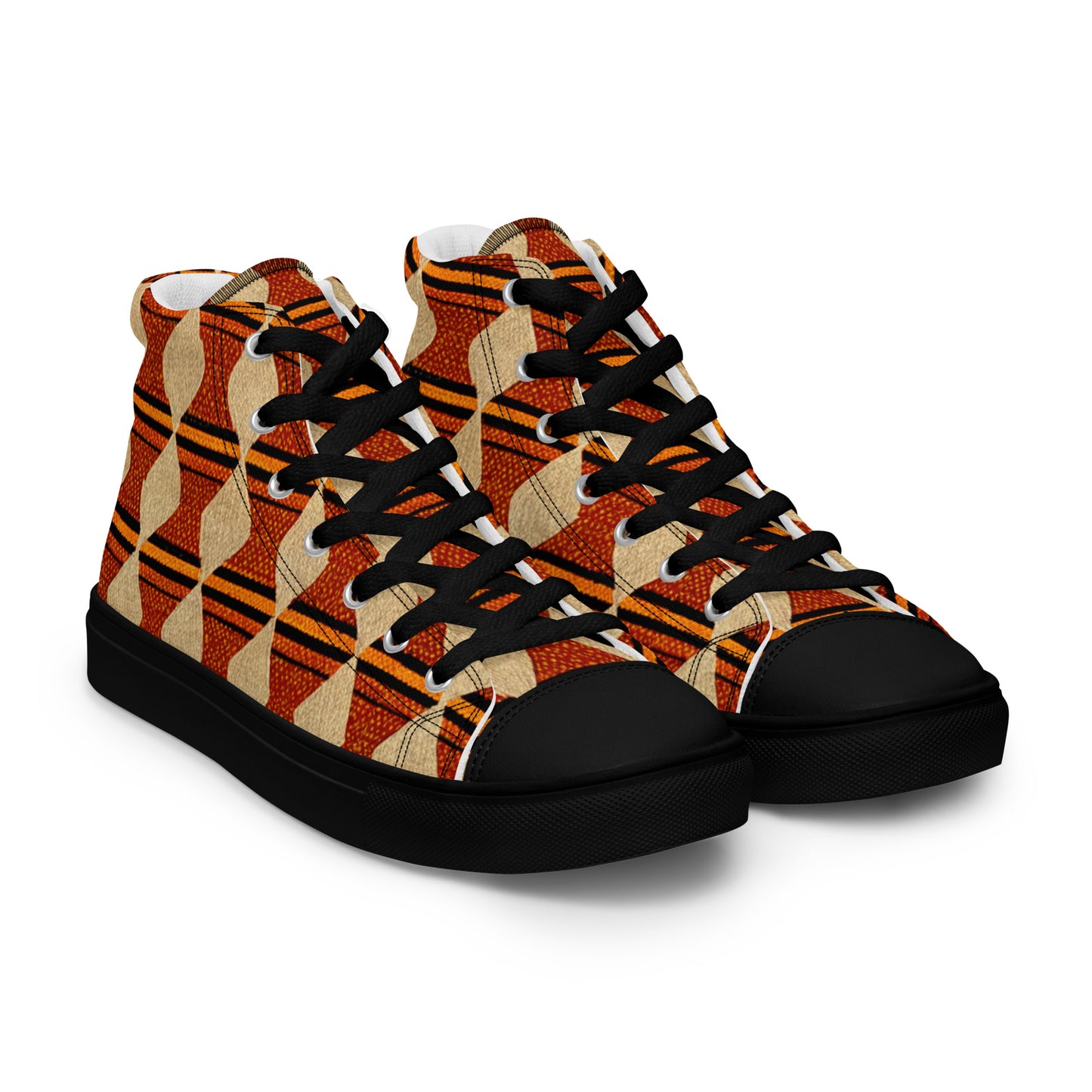 Tribal Tranquility in Neutrals Men’s high top canvas shoes