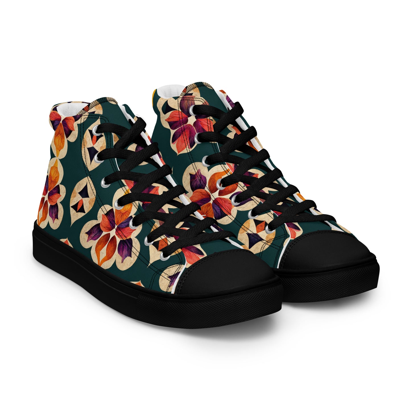 Ifrane’s Rainbow Blossoms Men’s high top canvas shoes