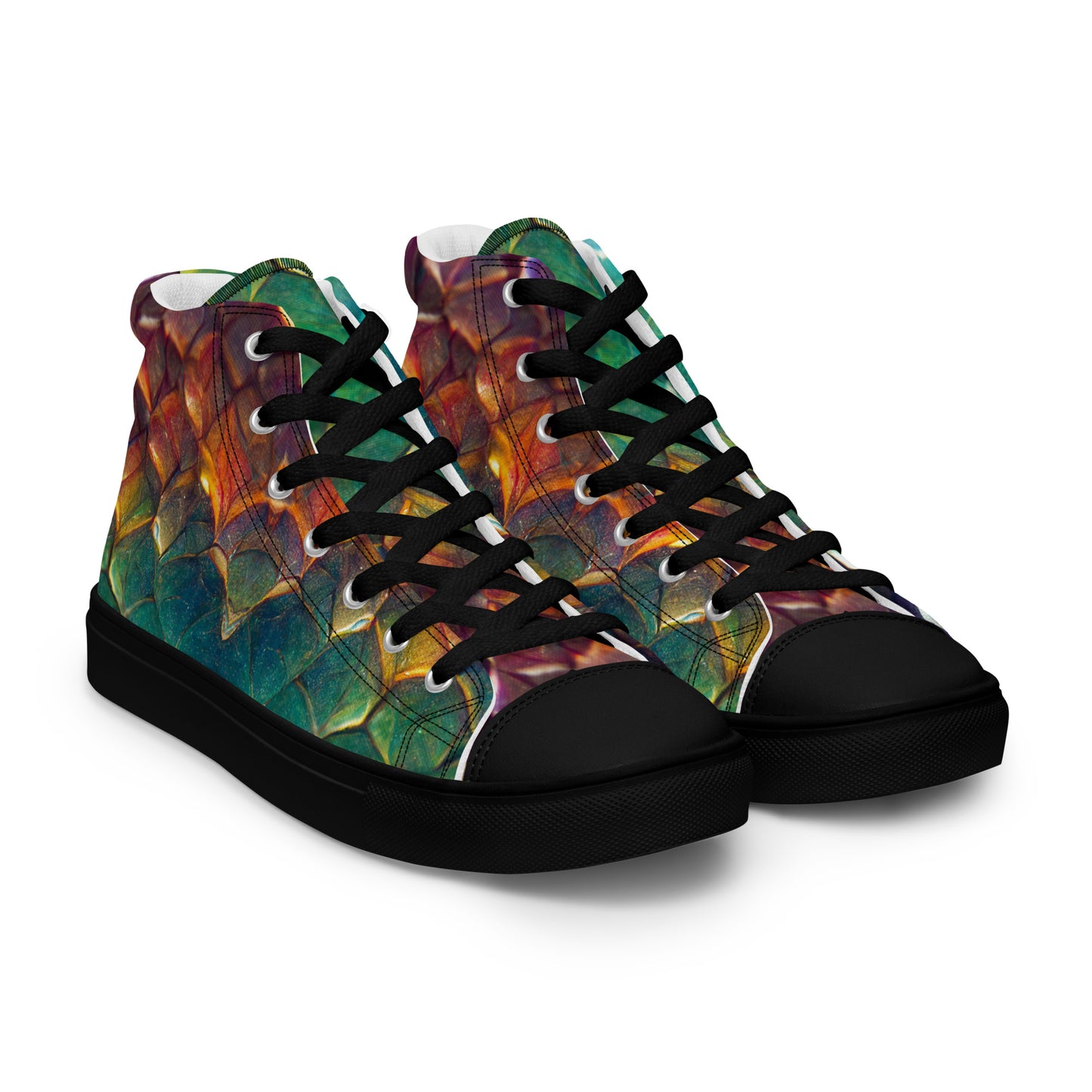 Prismijimmy, the Rainbow Guardian Dragon Men’s high top canvas shoes