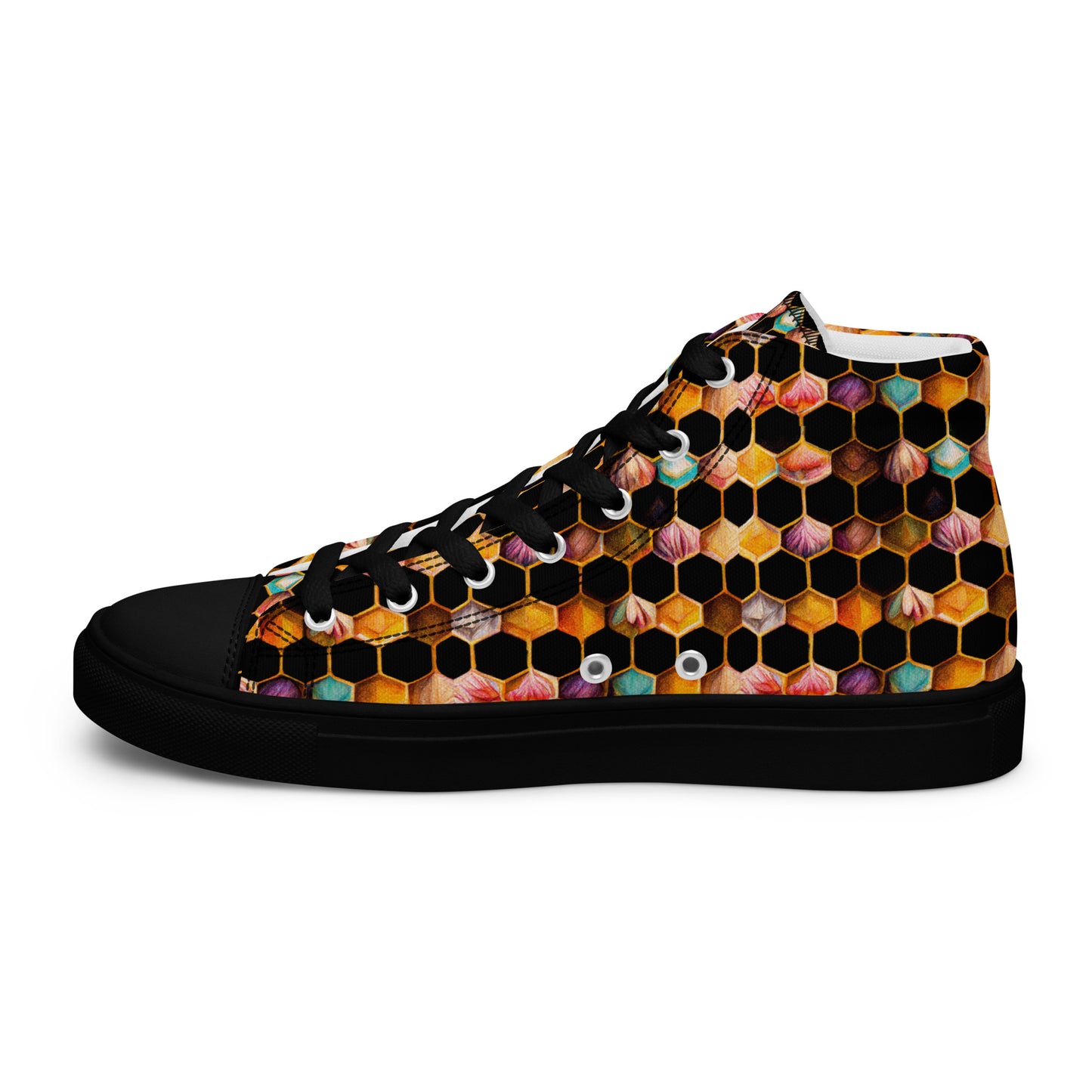 Beehive Lattice Love Men’s high top canvas shoes