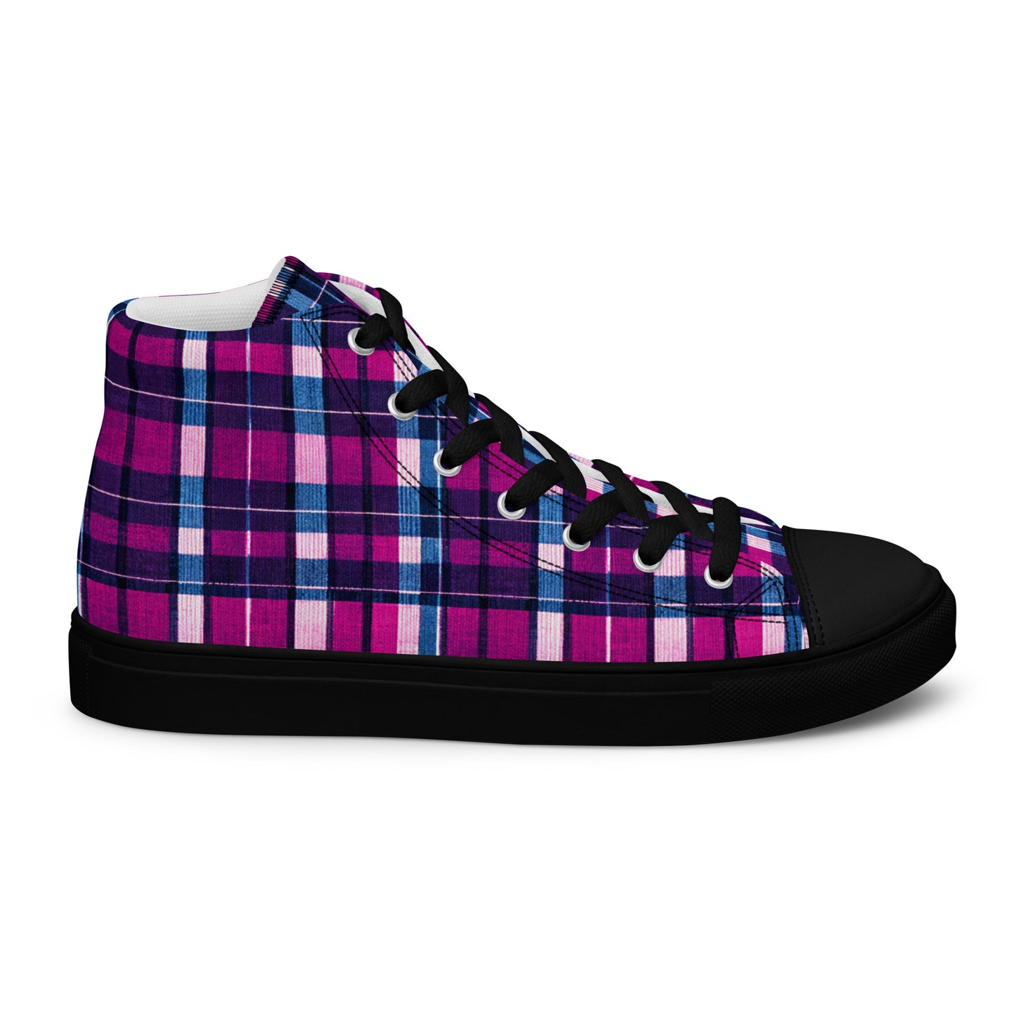 Fuchsia Fusion Check Men’s high top canvas shoes