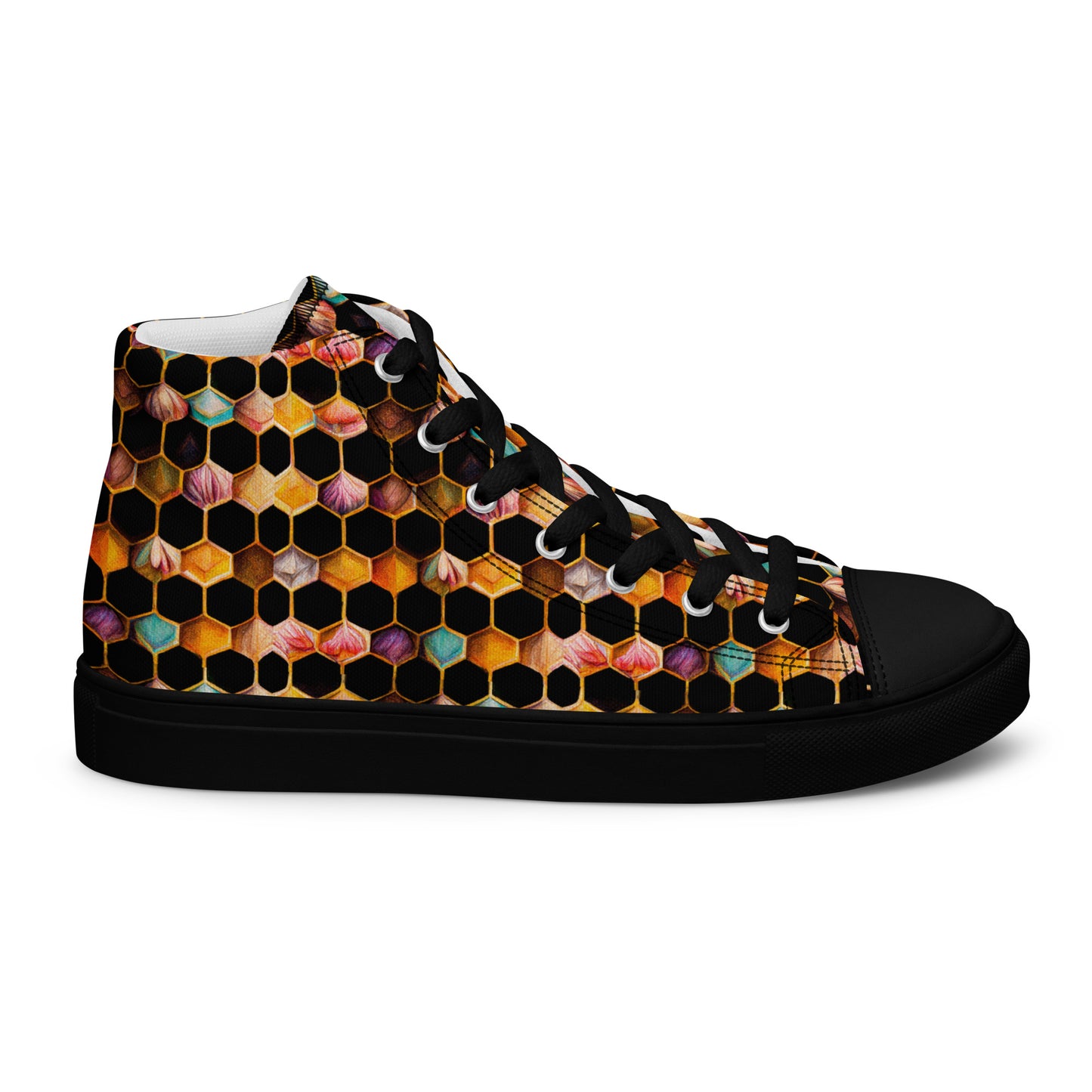 Beehive Lattice Love Men’s high top canvas shoes