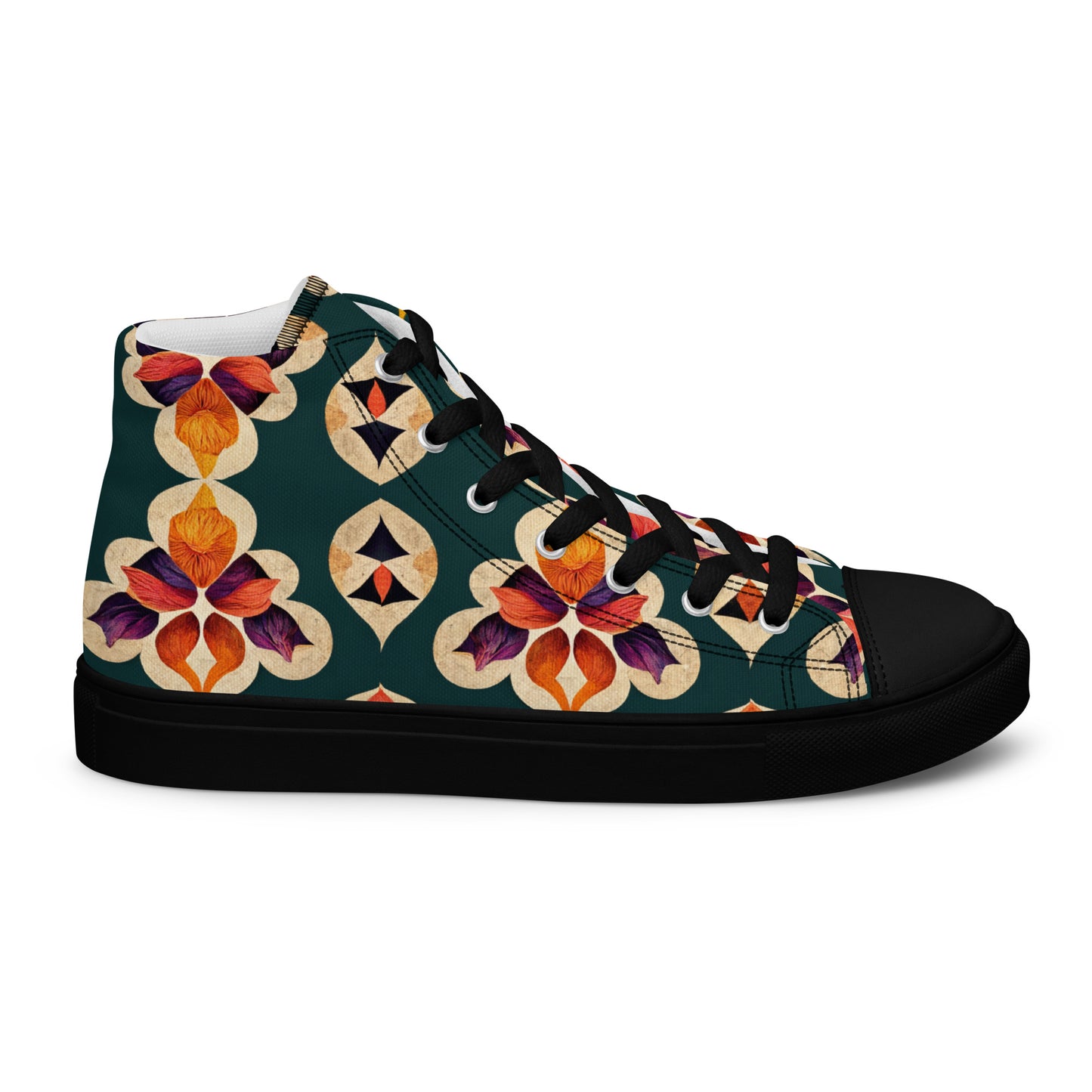 Ifrane’s Rainbow Blossoms Men’s high top canvas shoes