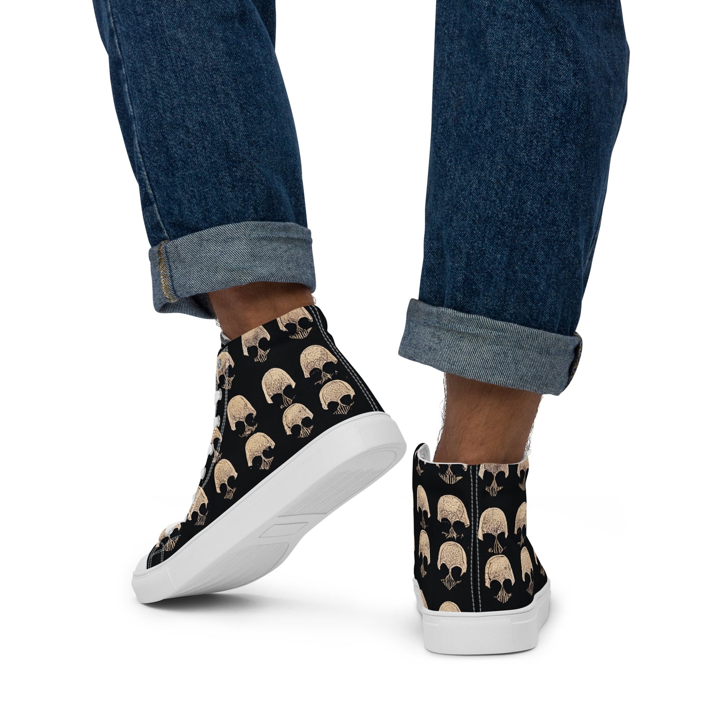 Skulls Grid Men’s high top canvas shoes