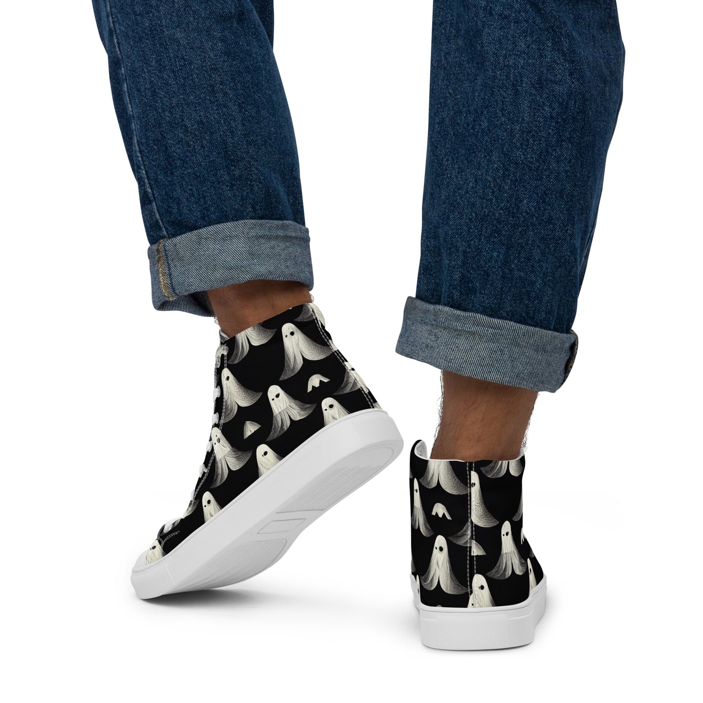 Ghostly Illusions Men’s high top canvas shoes