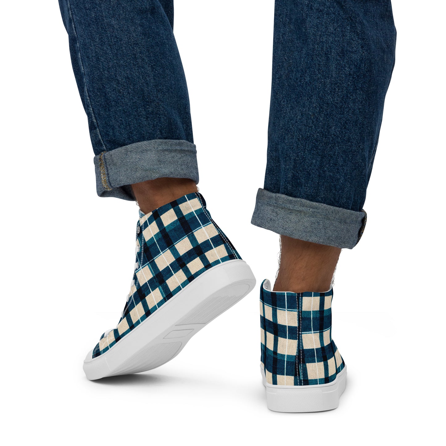 Frosty Glen Plaid Men’s high top canvas shoes