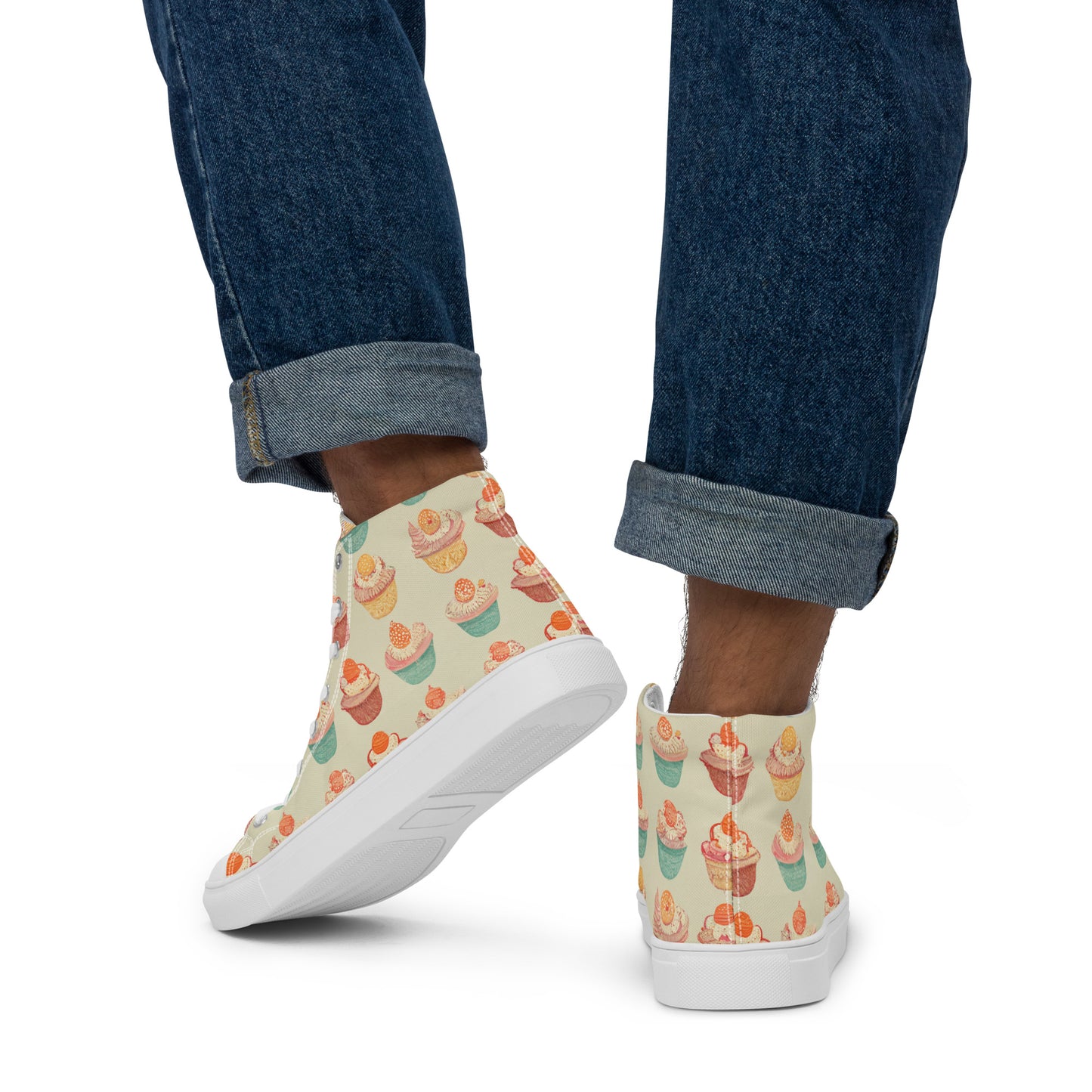 Cupcakery Men’s high top canvas shoes