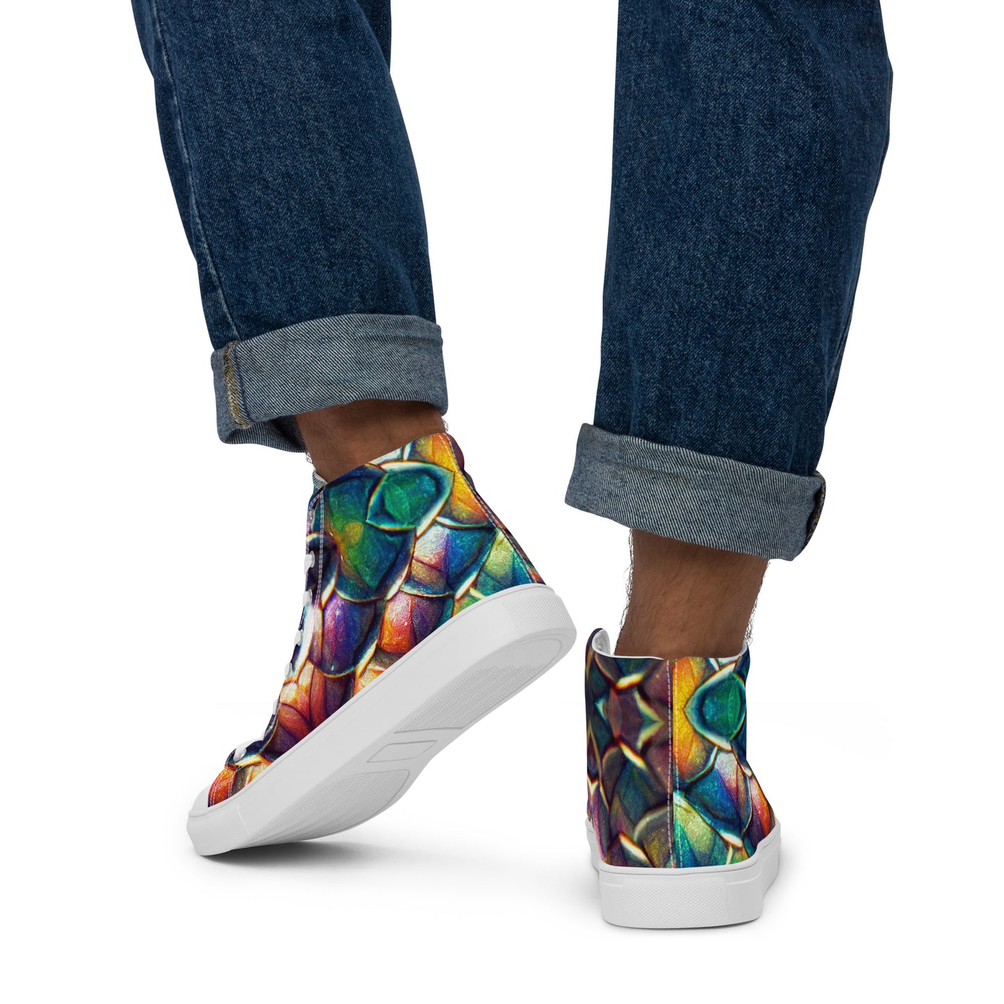 Margonithia, the Glittering Rainbow Sovereign Men’s high top canvas shoes