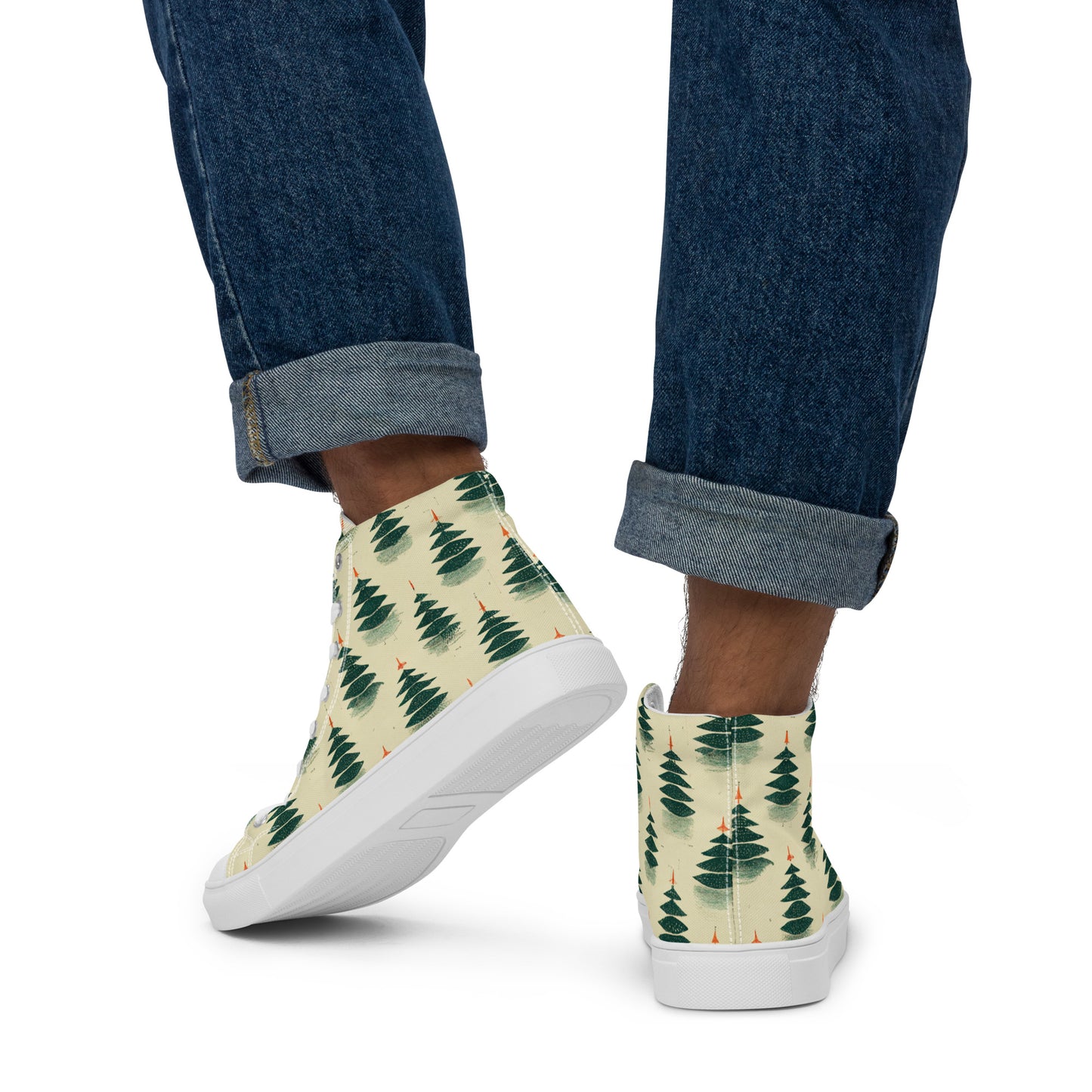 Merry Pine Parade Men’s high top canvas shoes