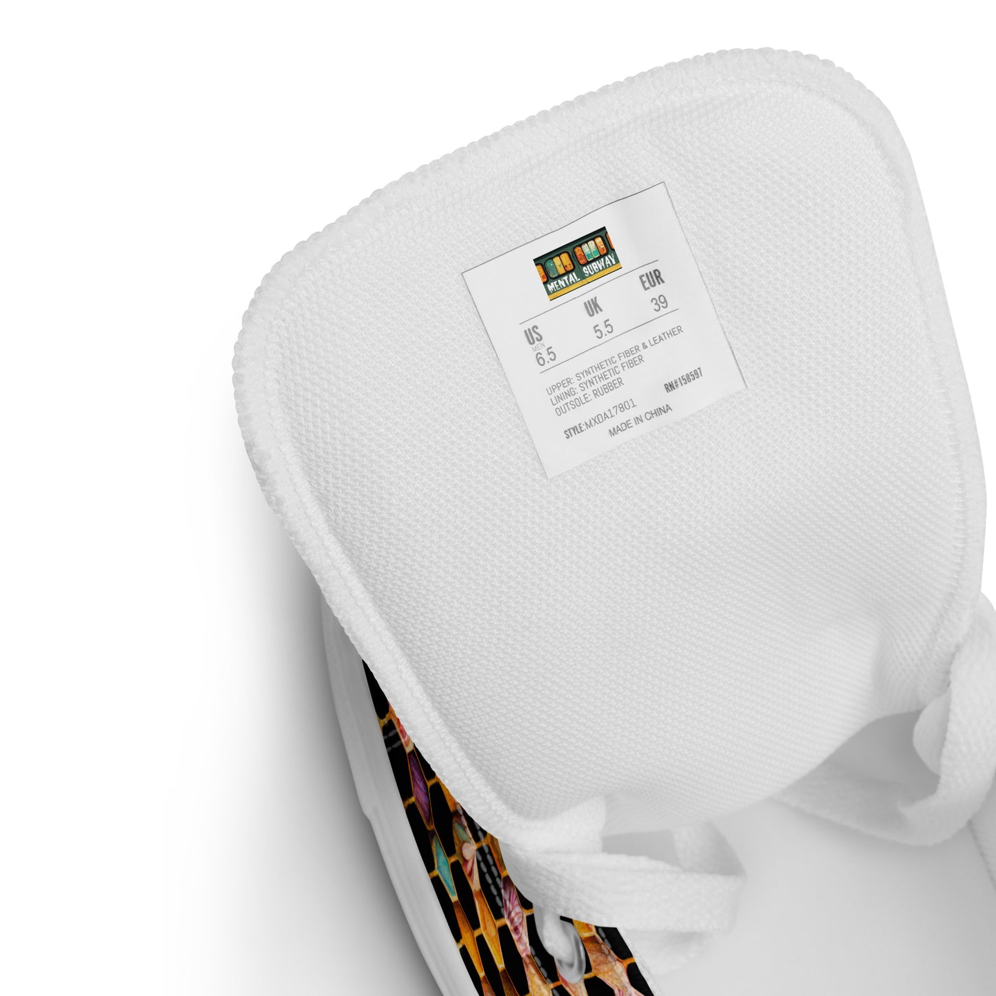 Beehive Lattice Love Men’s high top canvas shoes