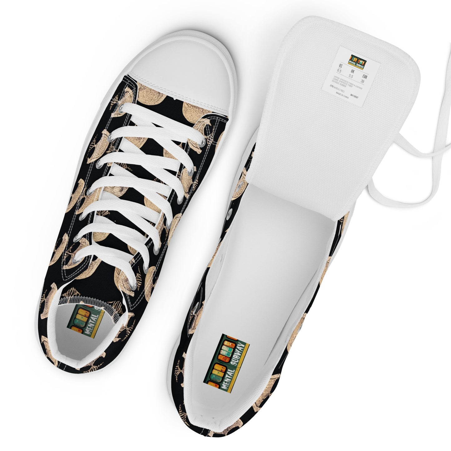 Skulls Grid Men’s high top canvas shoes