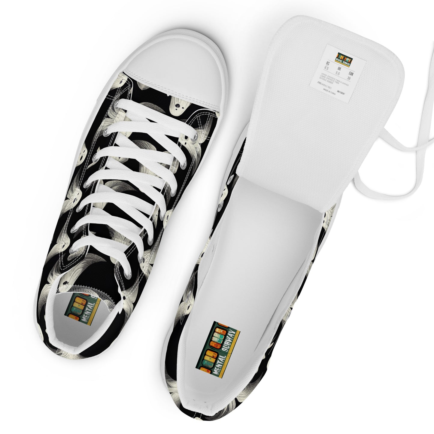 Ghostly Illusions Men’s high top canvas shoes