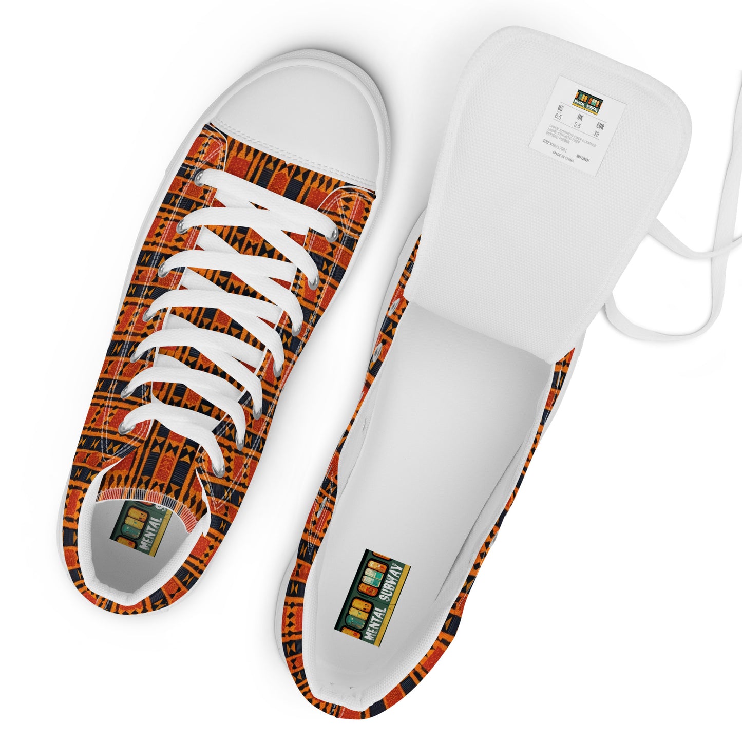 Maasai Stripe Mirage Men’s high top canvas shoes