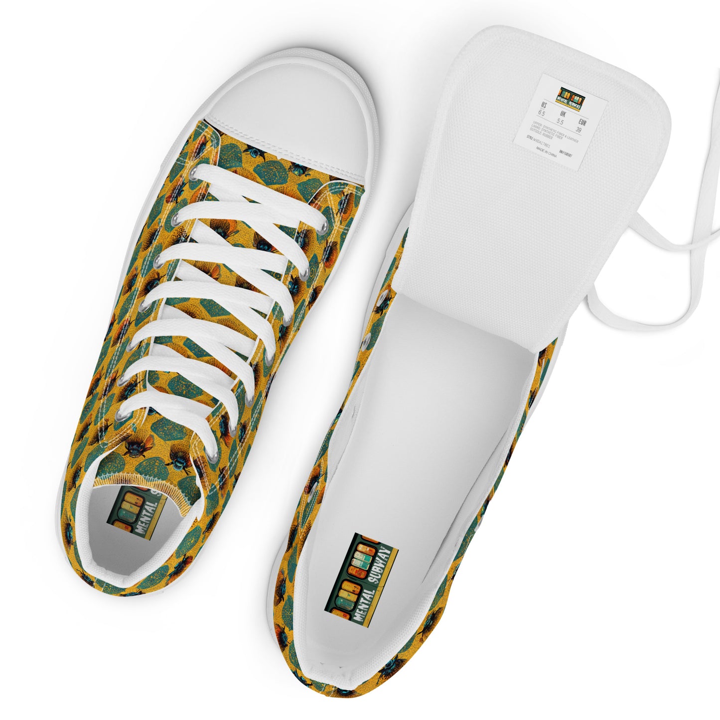 Honeycomb Whispers Men’s high top canvas shoes