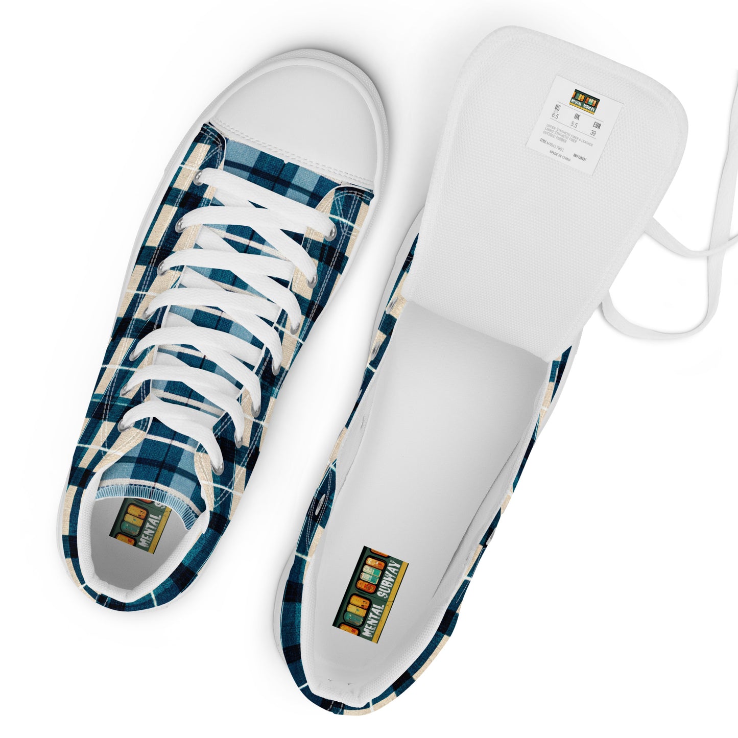 Frosty Glen Plaid Men’s high top canvas shoes