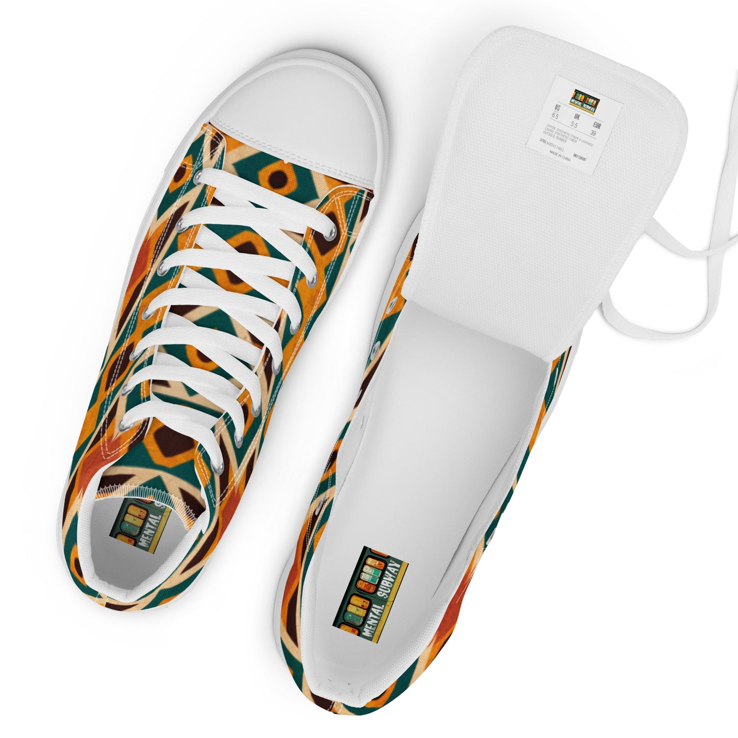 Tropical Diamond Tango Men’s high top canvas shoes