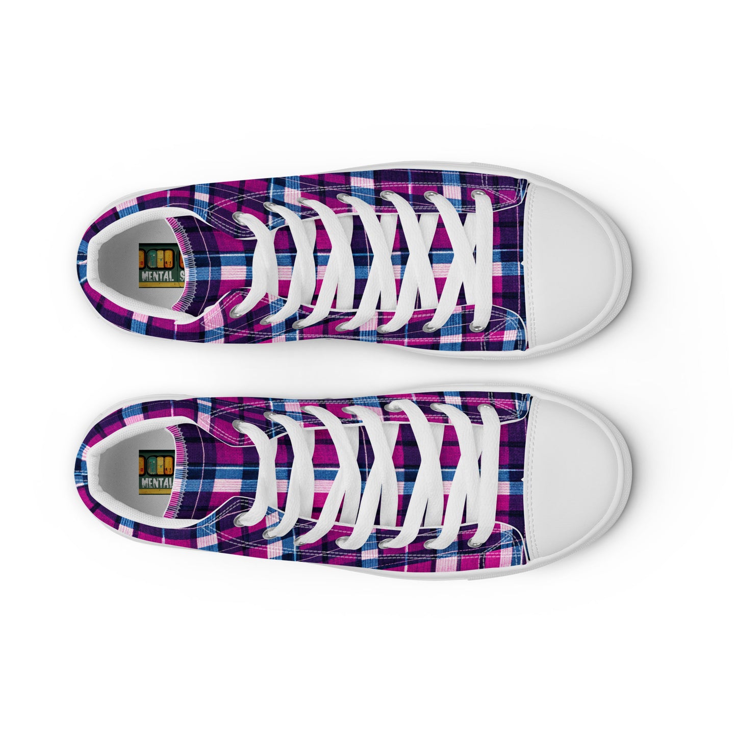 Fuchsia Fusion Check Men’s high top canvas shoes