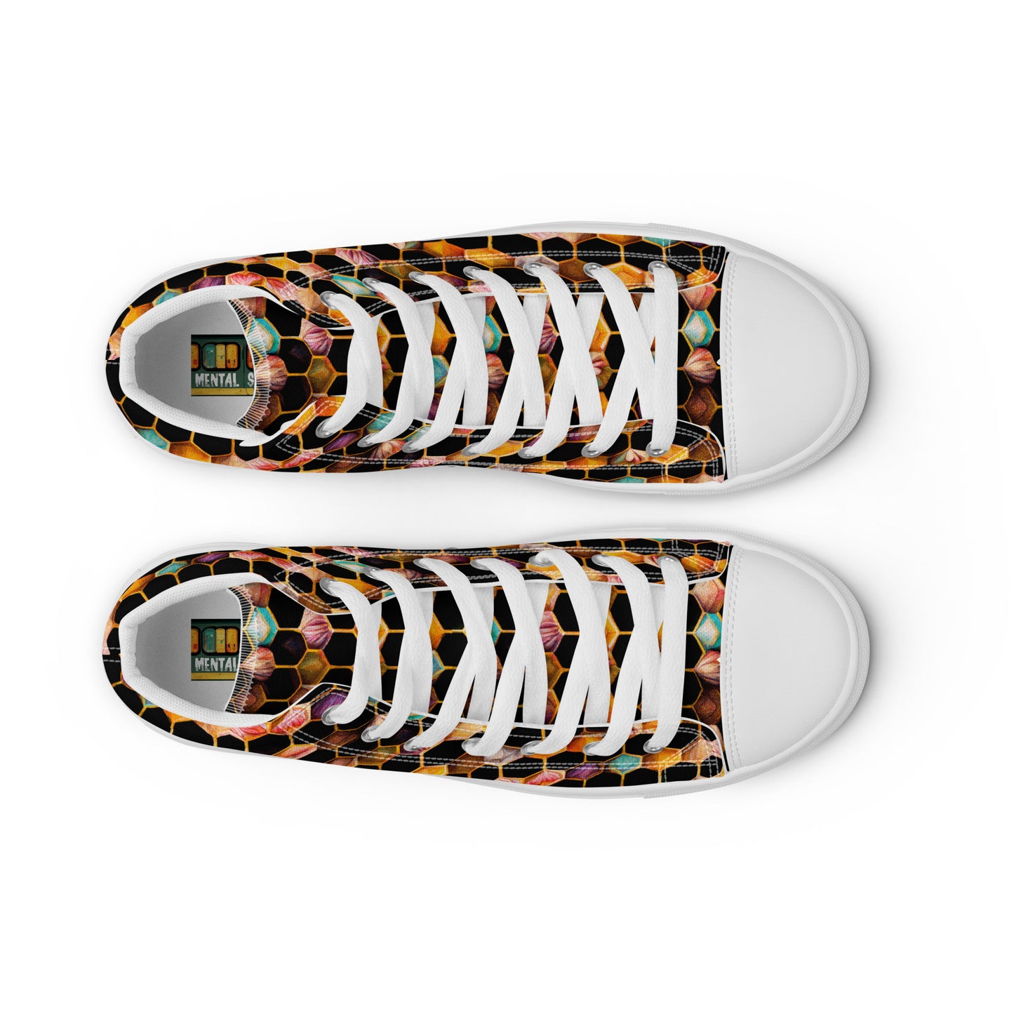 Beehive Lattice Love Men’s high top canvas shoes