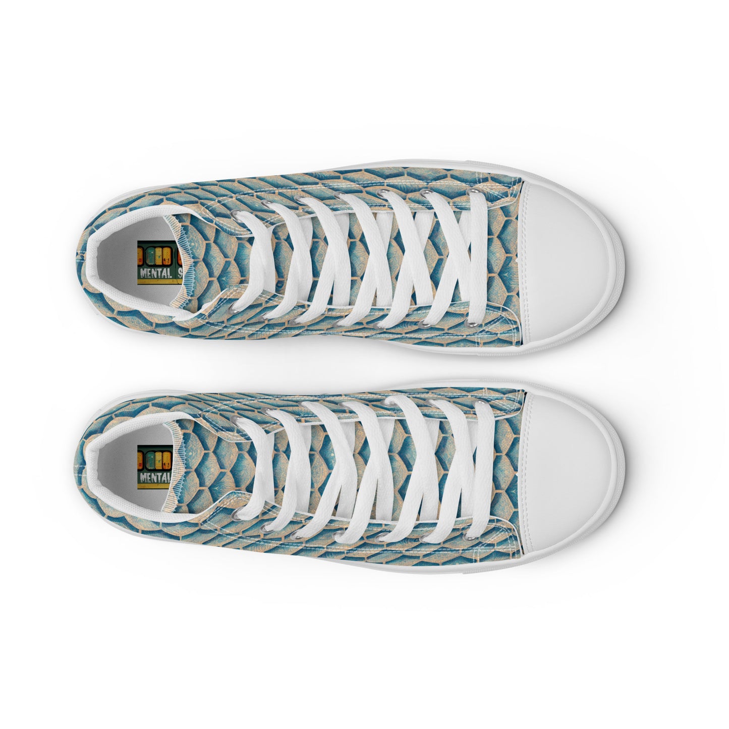 Seafoam Scales Men’s high top canvas shoes