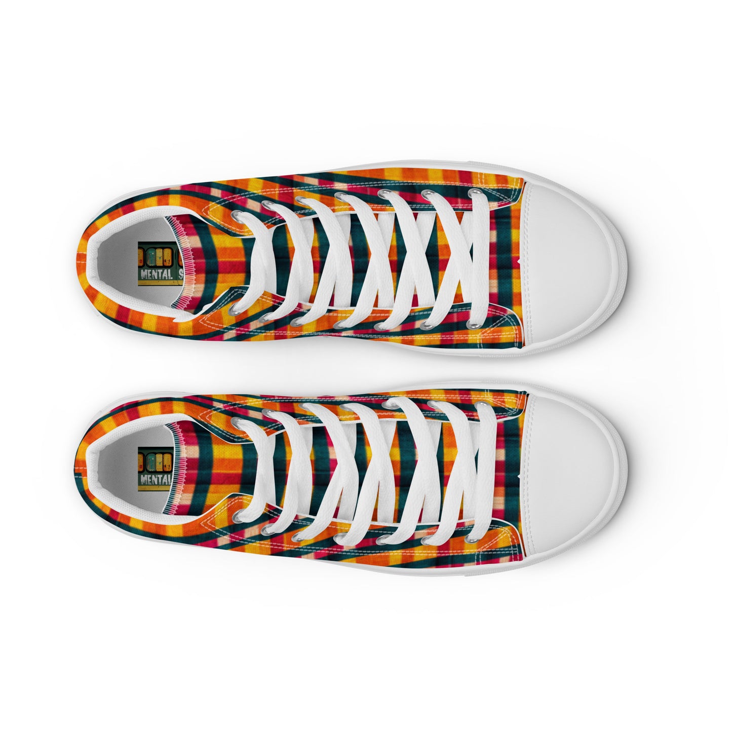 Tropical Fiesta Plaid Men’s high top canvas shoes