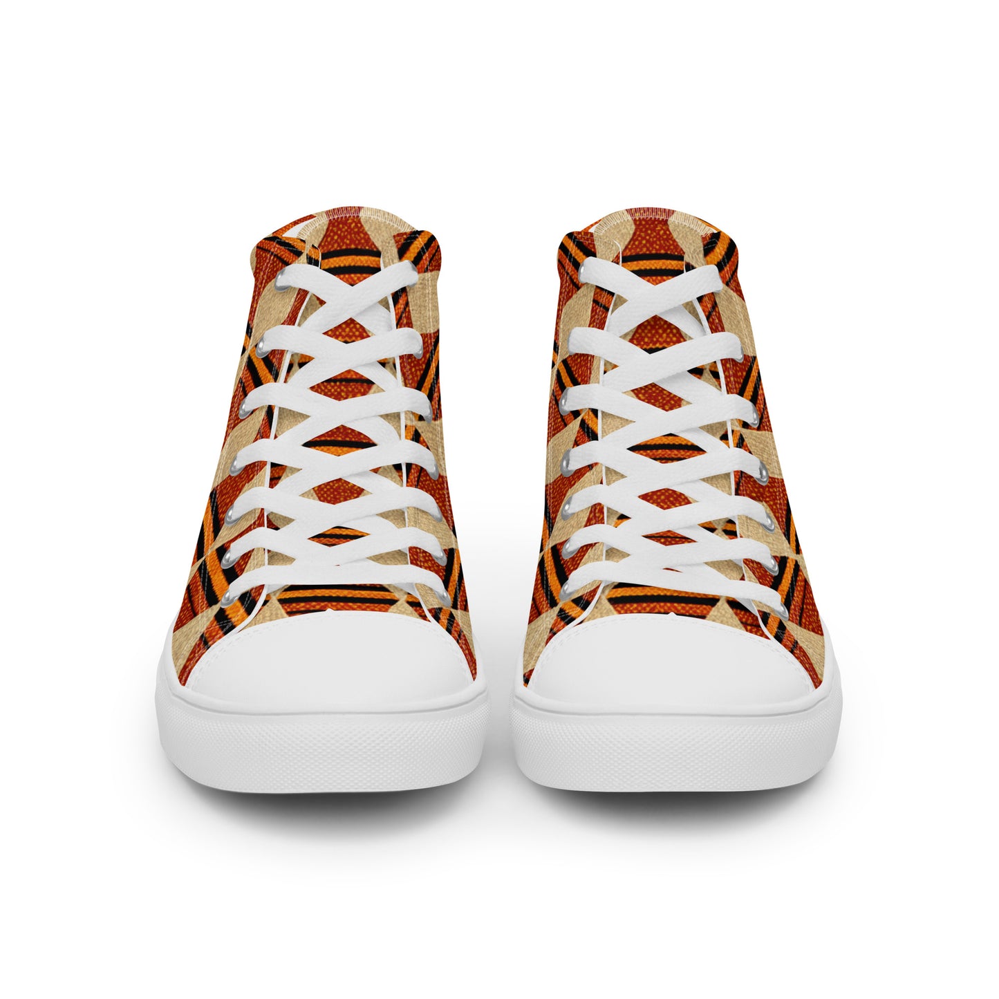 Tribal Tranquility in Neutrals Men’s high top canvas shoes