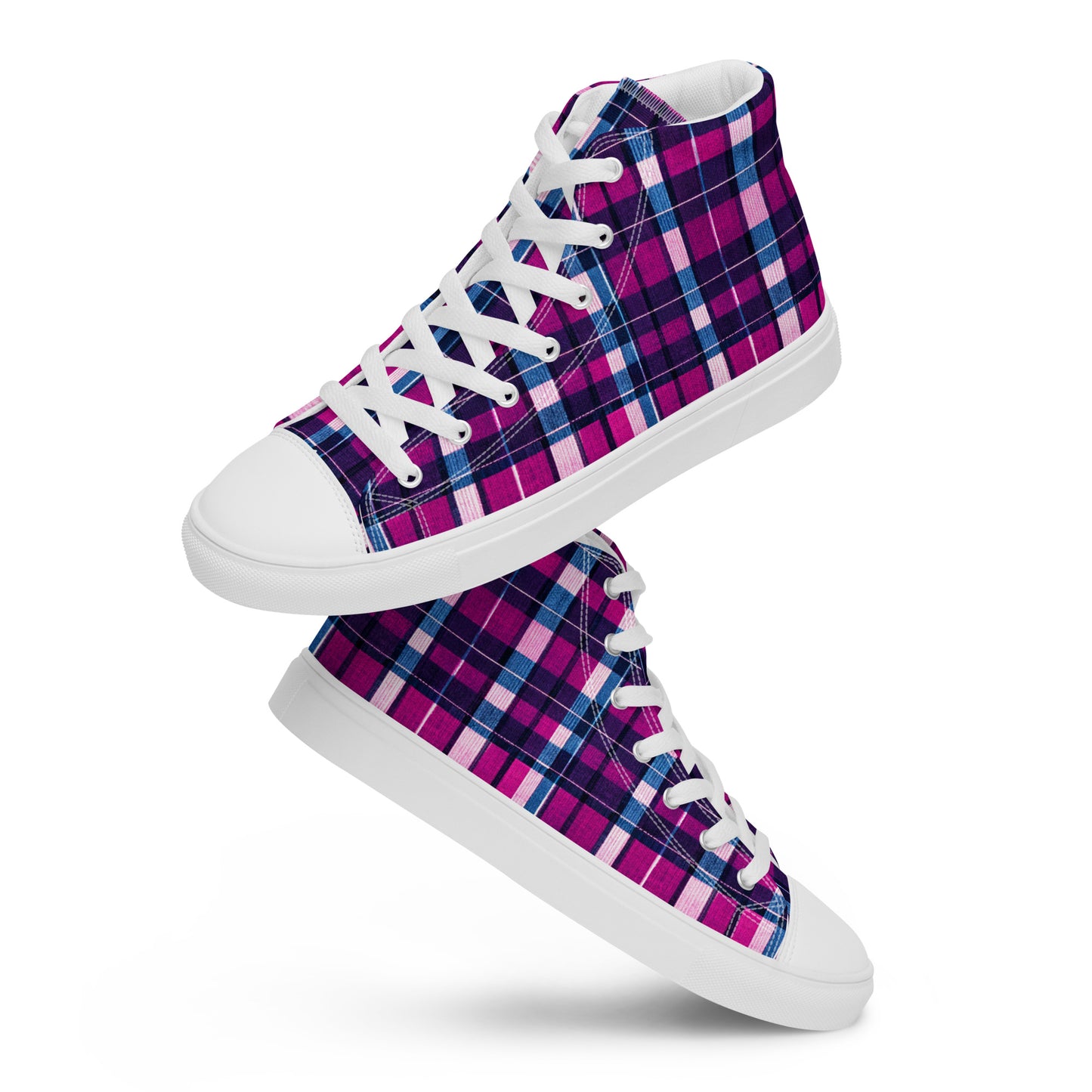 Fuchsia Fusion Check Men’s high top canvas shoes