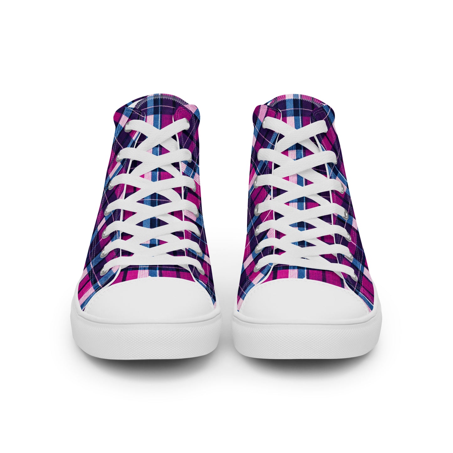 Fuchsia Fusion Check Men’s high top canvas shoes