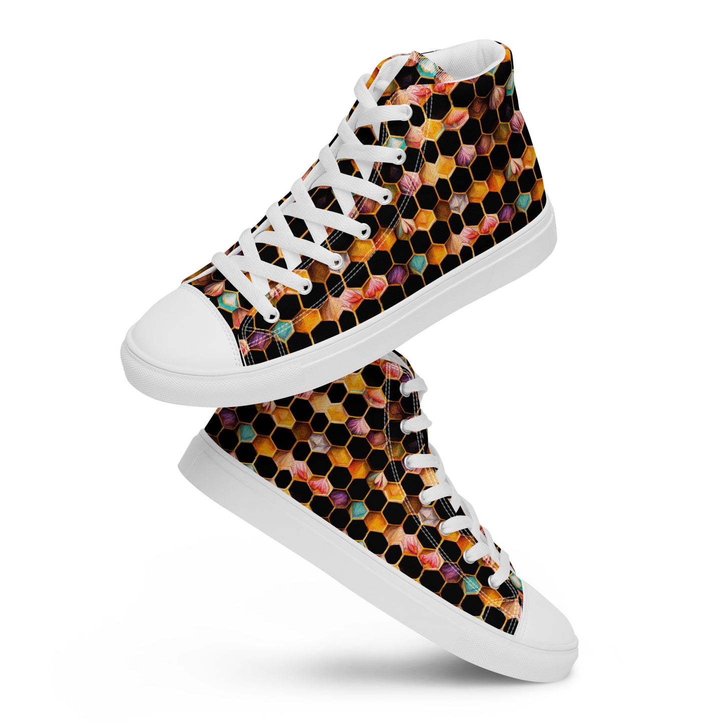 Beehive Lattice Love Men’s high top canvas shoes
