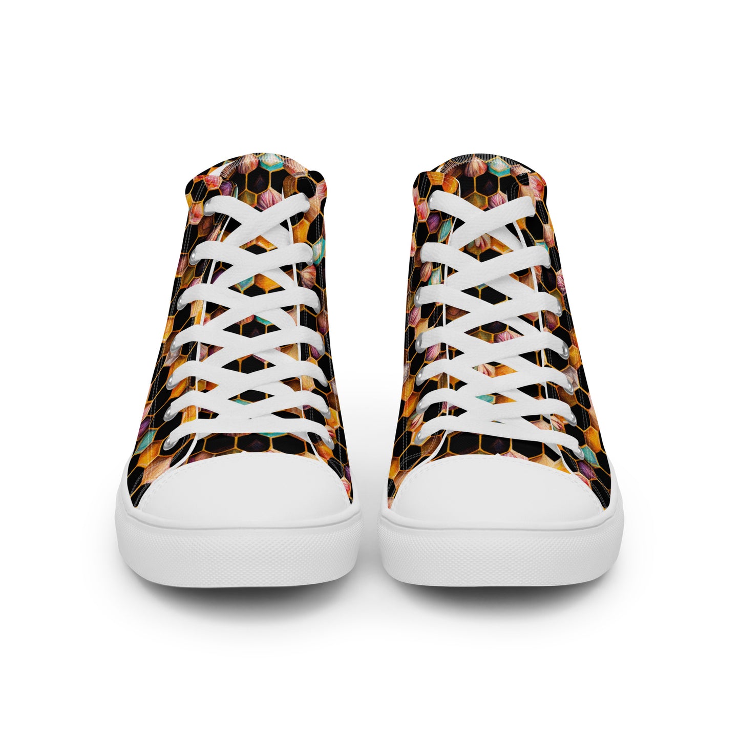 Beehive Lattice Love Men’s high top canvas shoes