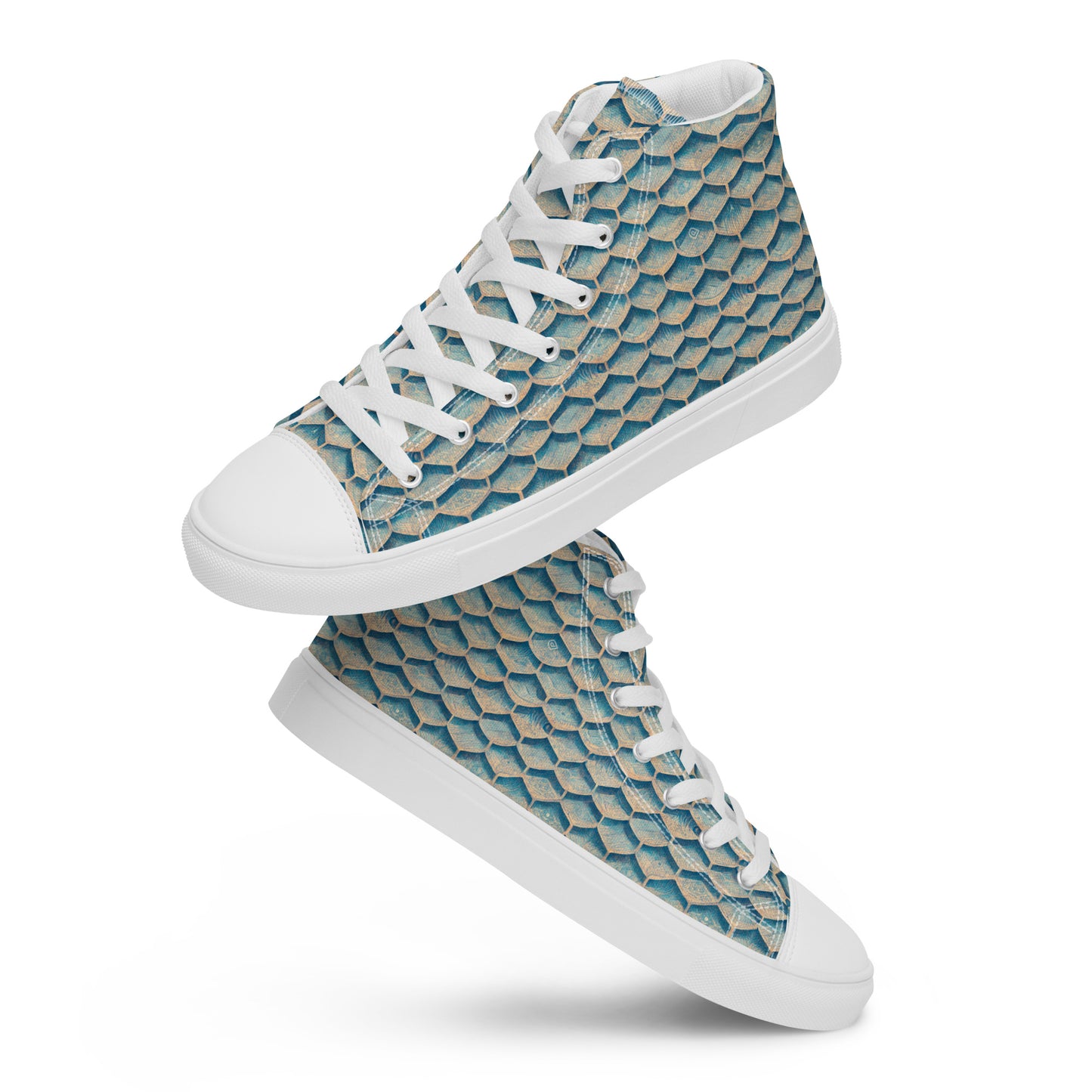 Seafoam Scales Men’s high top canvas shoes