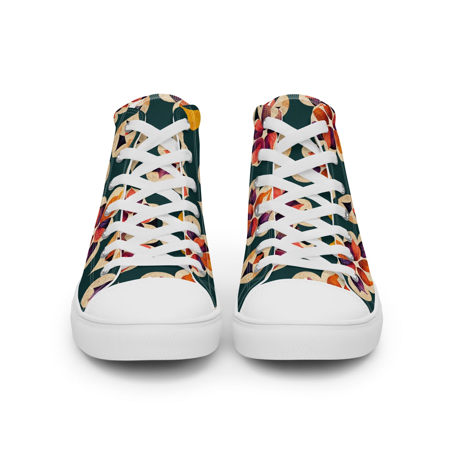 Ifrane’s Rainbow Blossoms Men’s high top canvas shoes