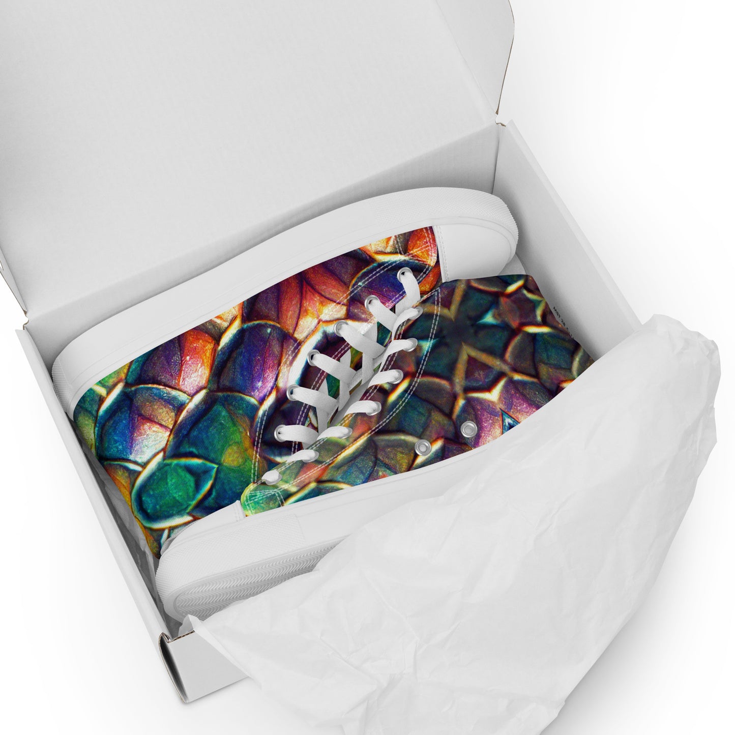 Margonithia, the Glittering Rainbow Sovereign Men’s high top canvas shoes