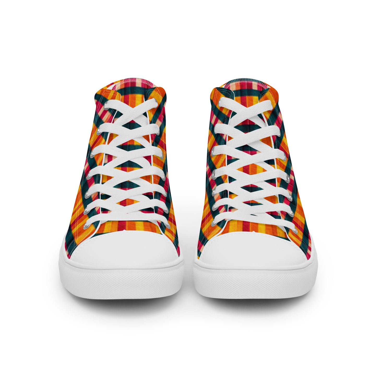 Tropical Fiesta Plaid Men’s high top canvas shoes