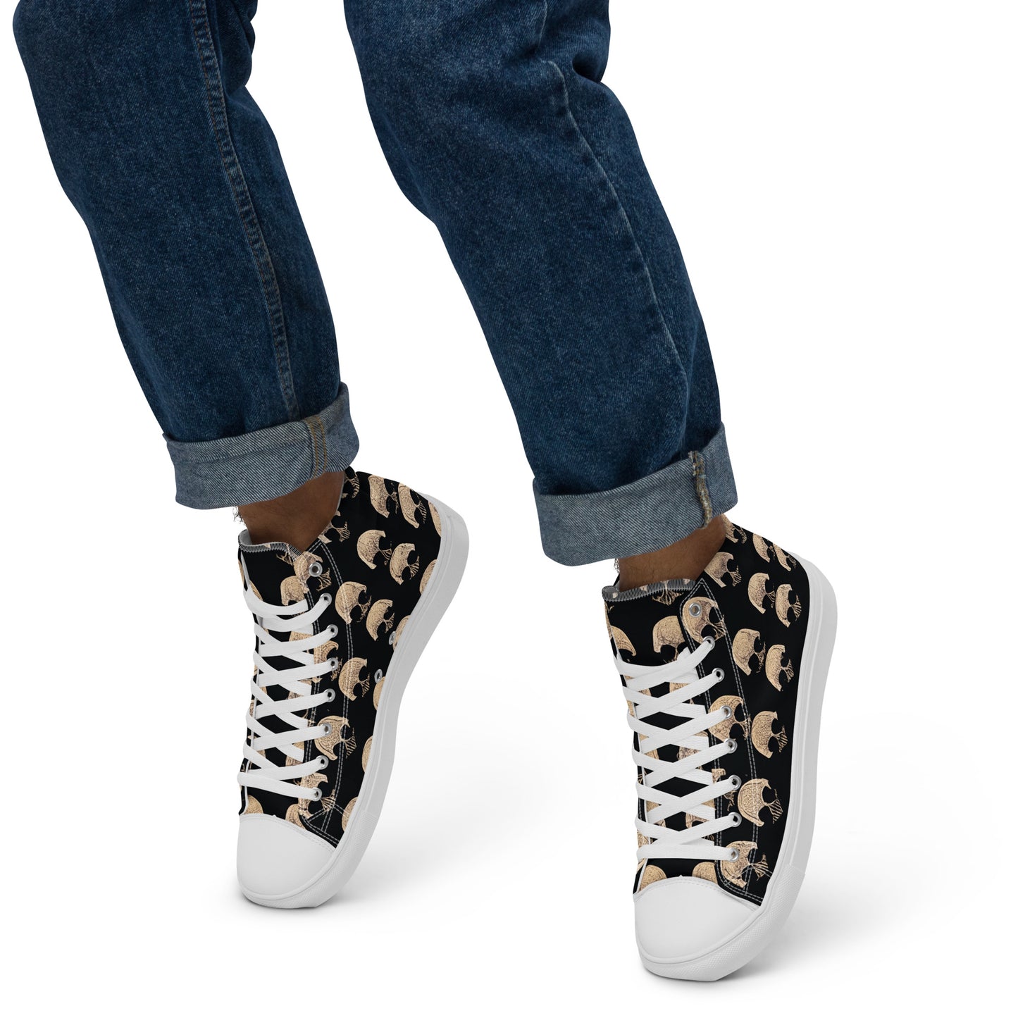 Skulls Grid Men’s high top canvas shoes