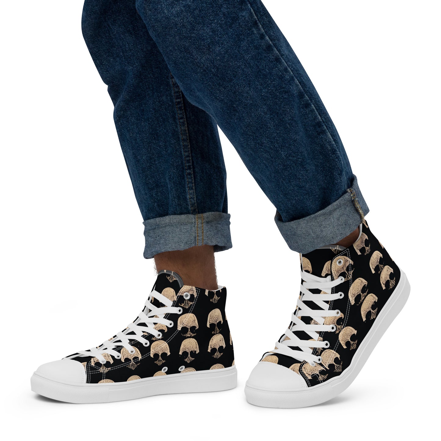 Skulls Grid Men’s high top canvas shoes