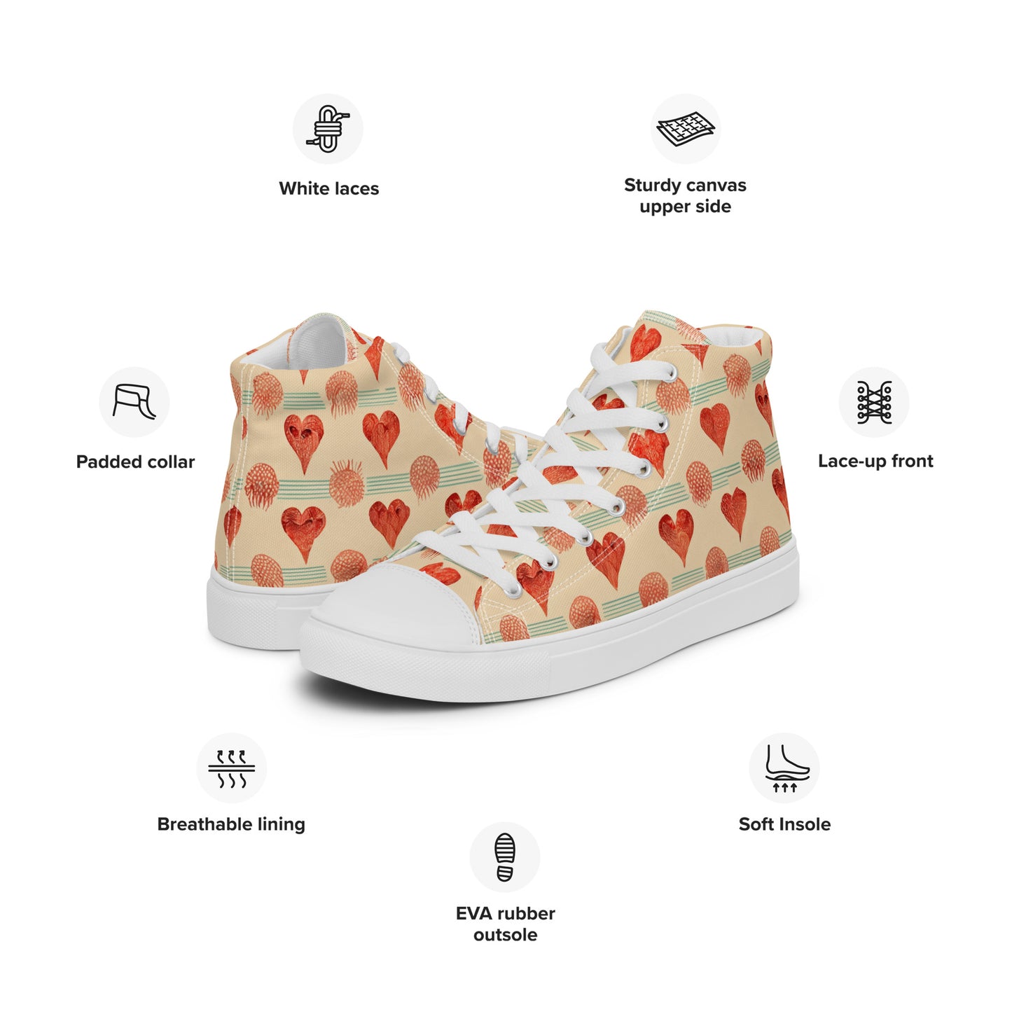 Loves Prints Men’s high top canvas shoes