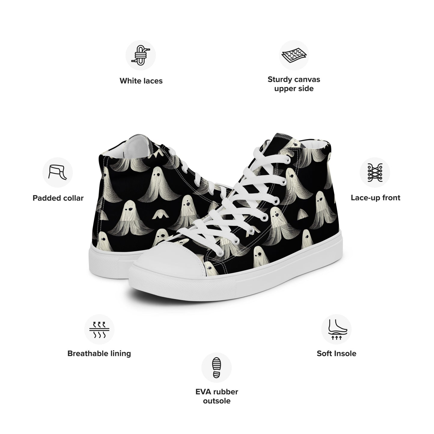 Ghostly Illusions Men’s high top canvas shoes