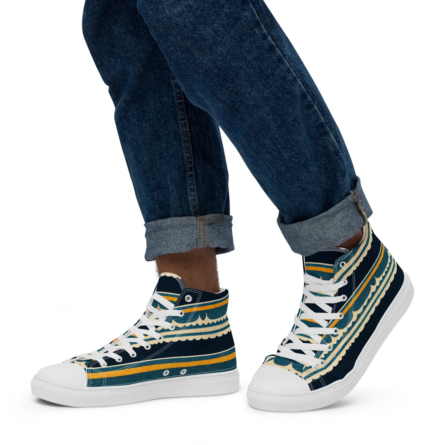 Ebb and Flow Impressions Men’s high top canvas shoes