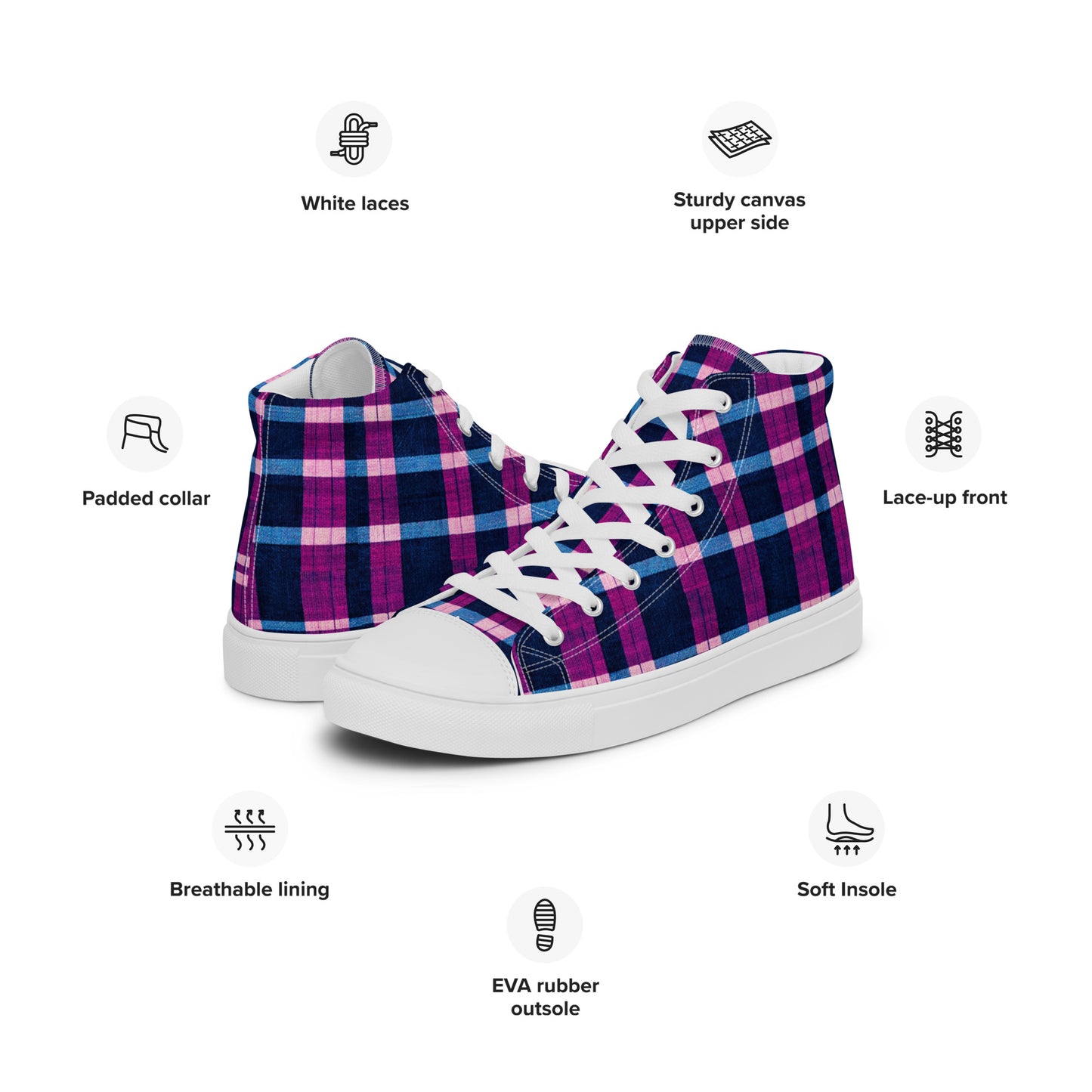 Royal Highlander Plaid Men’s high top canvas shoes