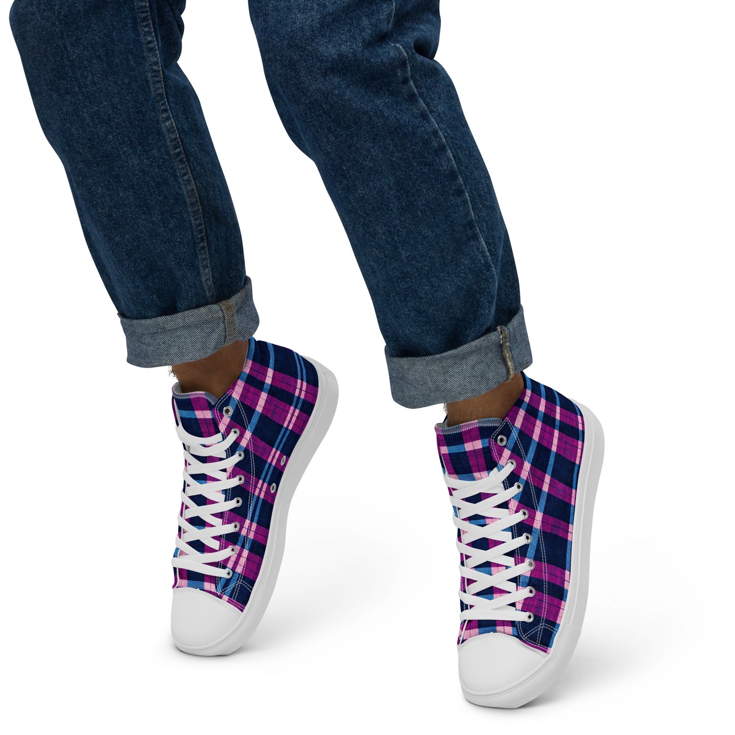 Royal Highlander Plaid Men’s high top canvas shoes