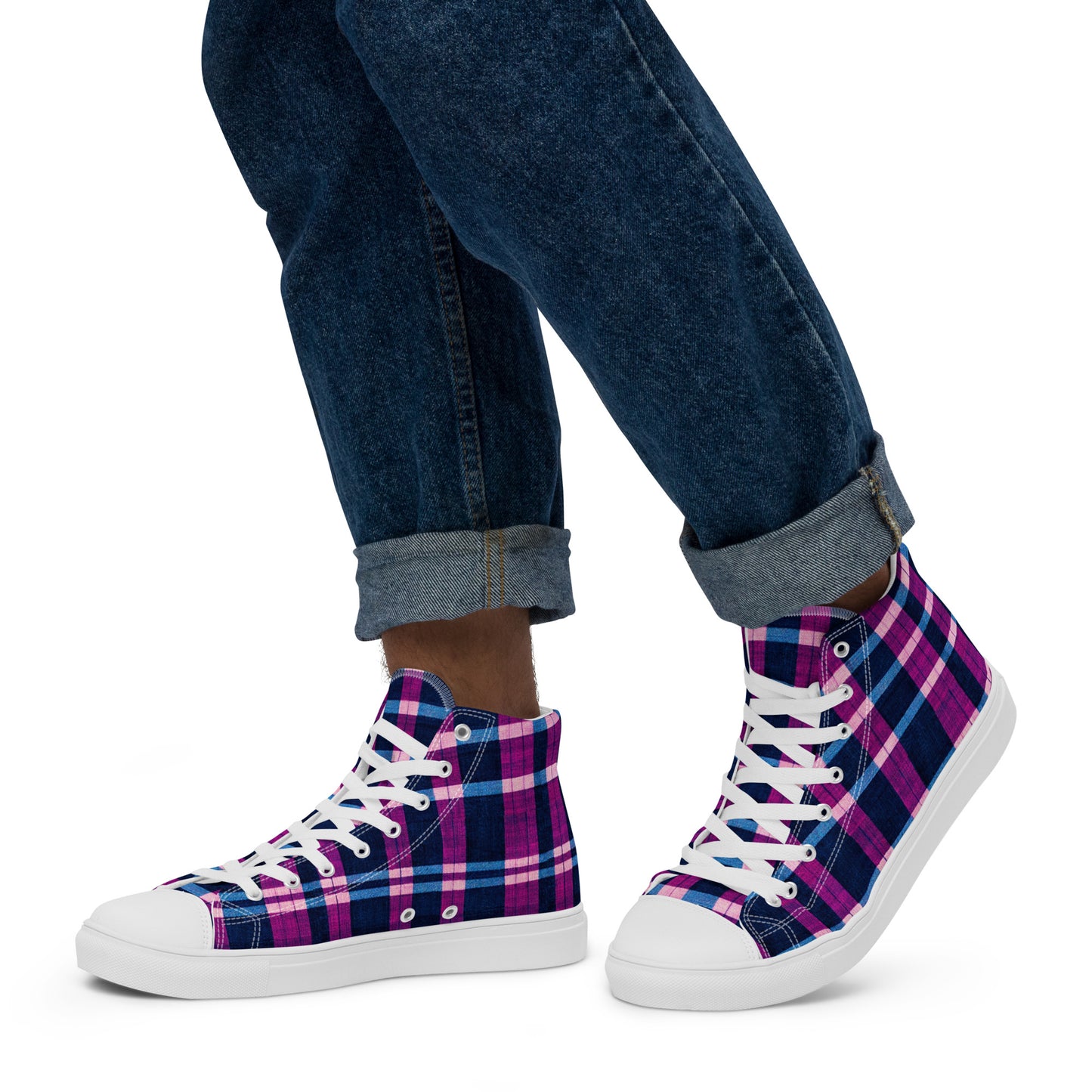 Royal Highlander Plaid Men’s high top canvas shoes