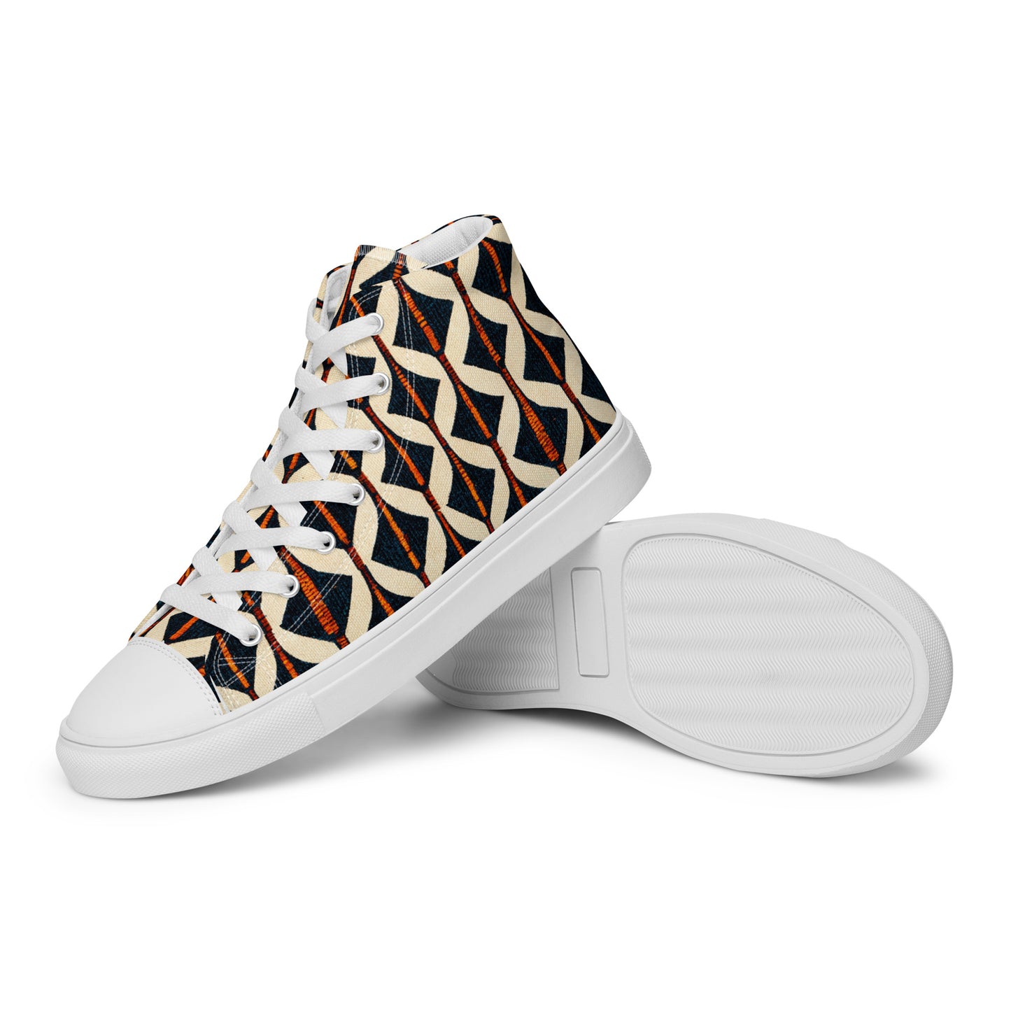 Tribal Tones in Harmony Men’s high top canvas shoes