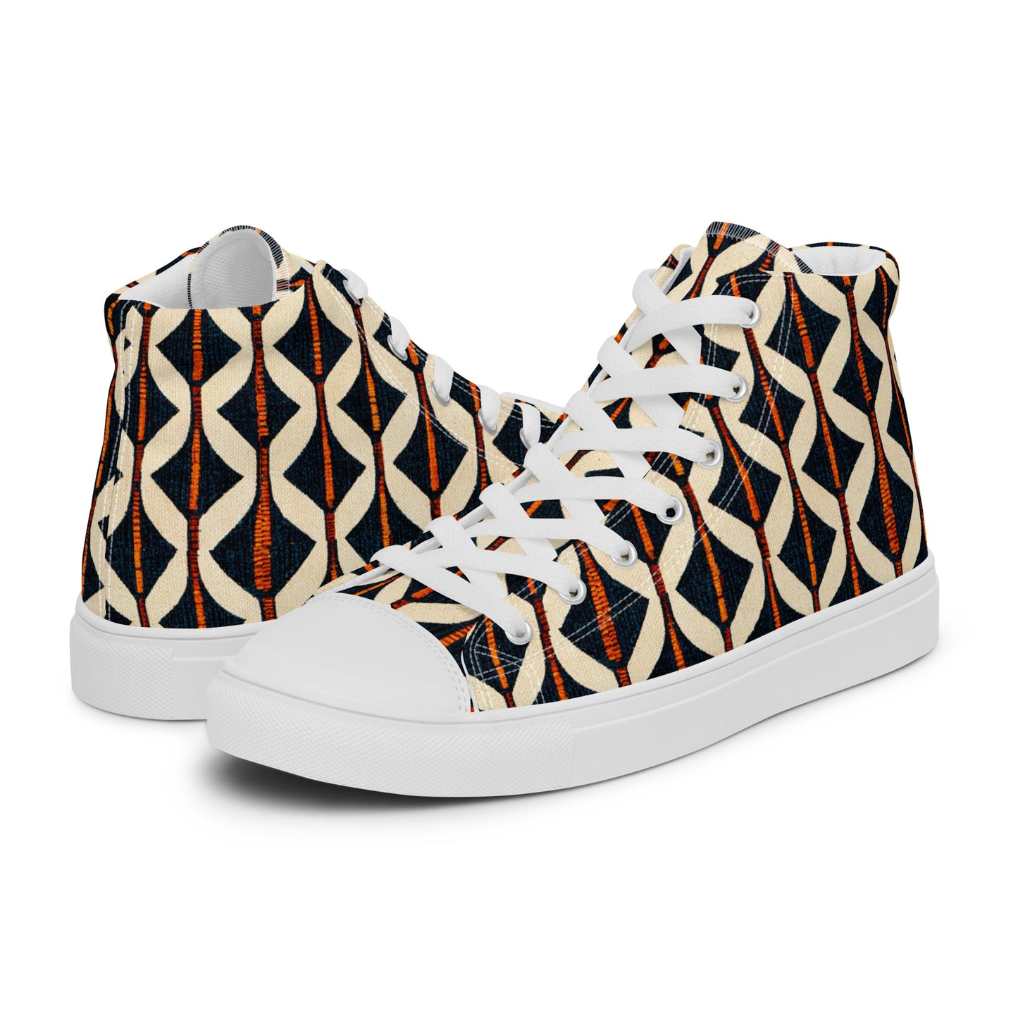 Tribal Tones in Harmony Men’s high top canvas shoes