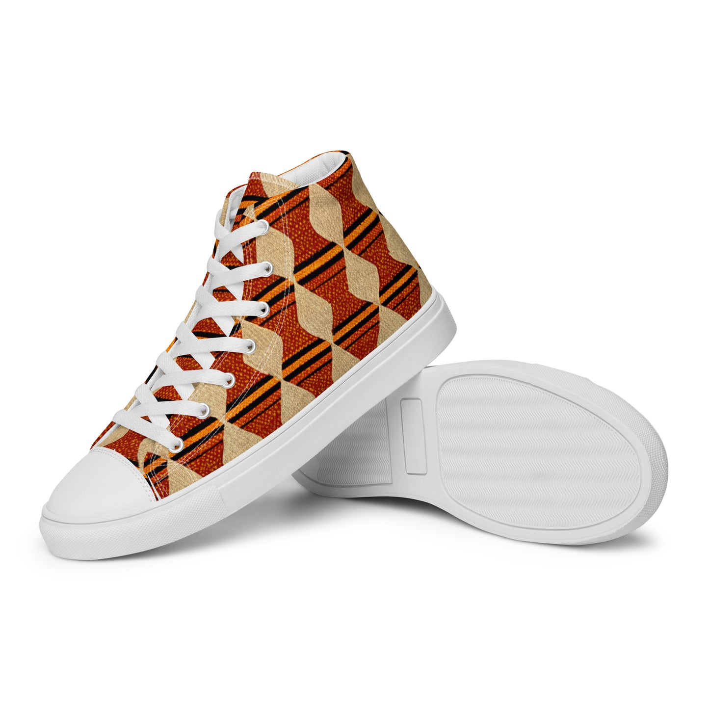 Tribal Tranquility in Neutrals Men’s high top canvas shoes